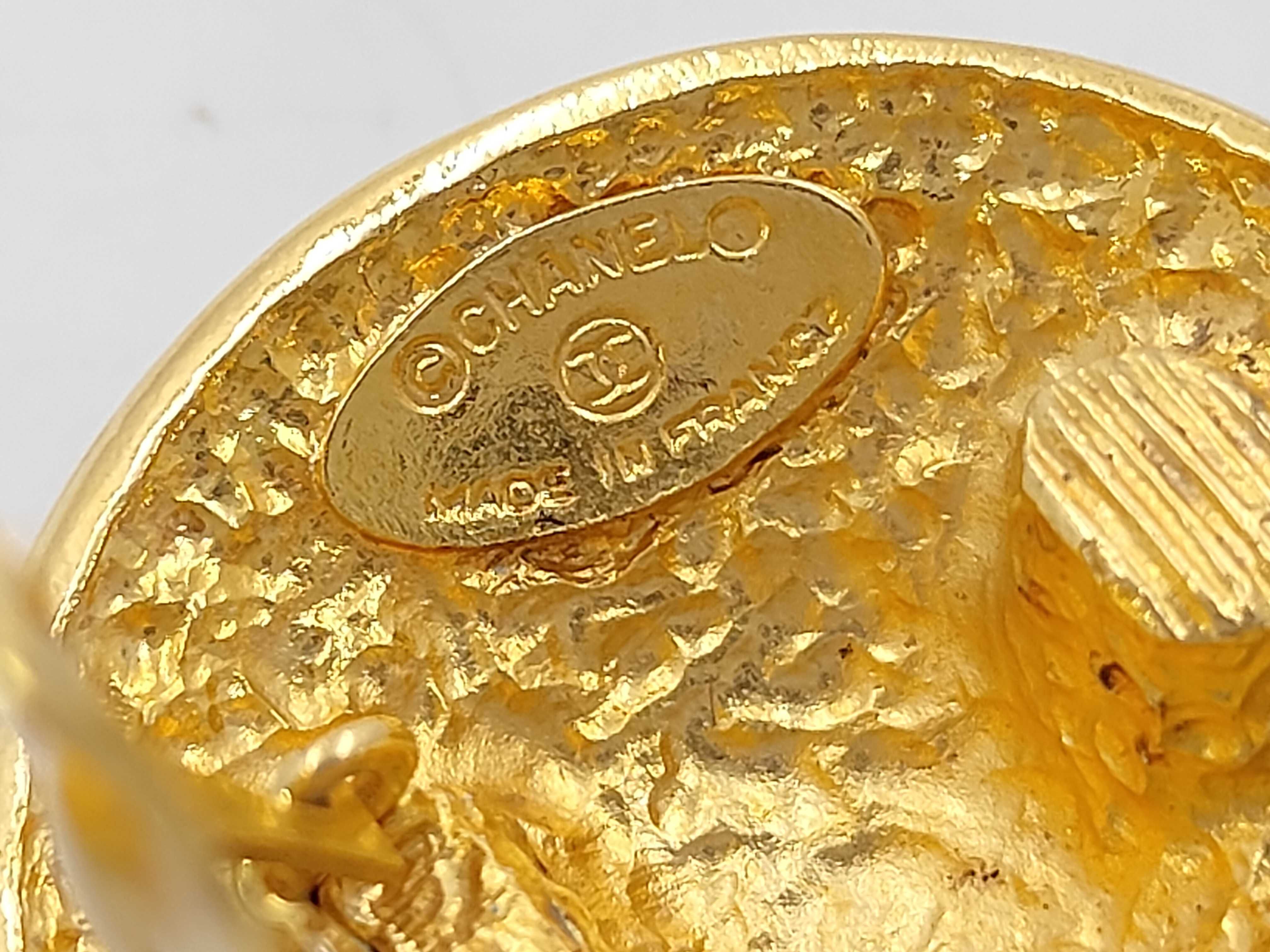 Gold Plated Vintage 1990 Logo Round Earrings — view 4