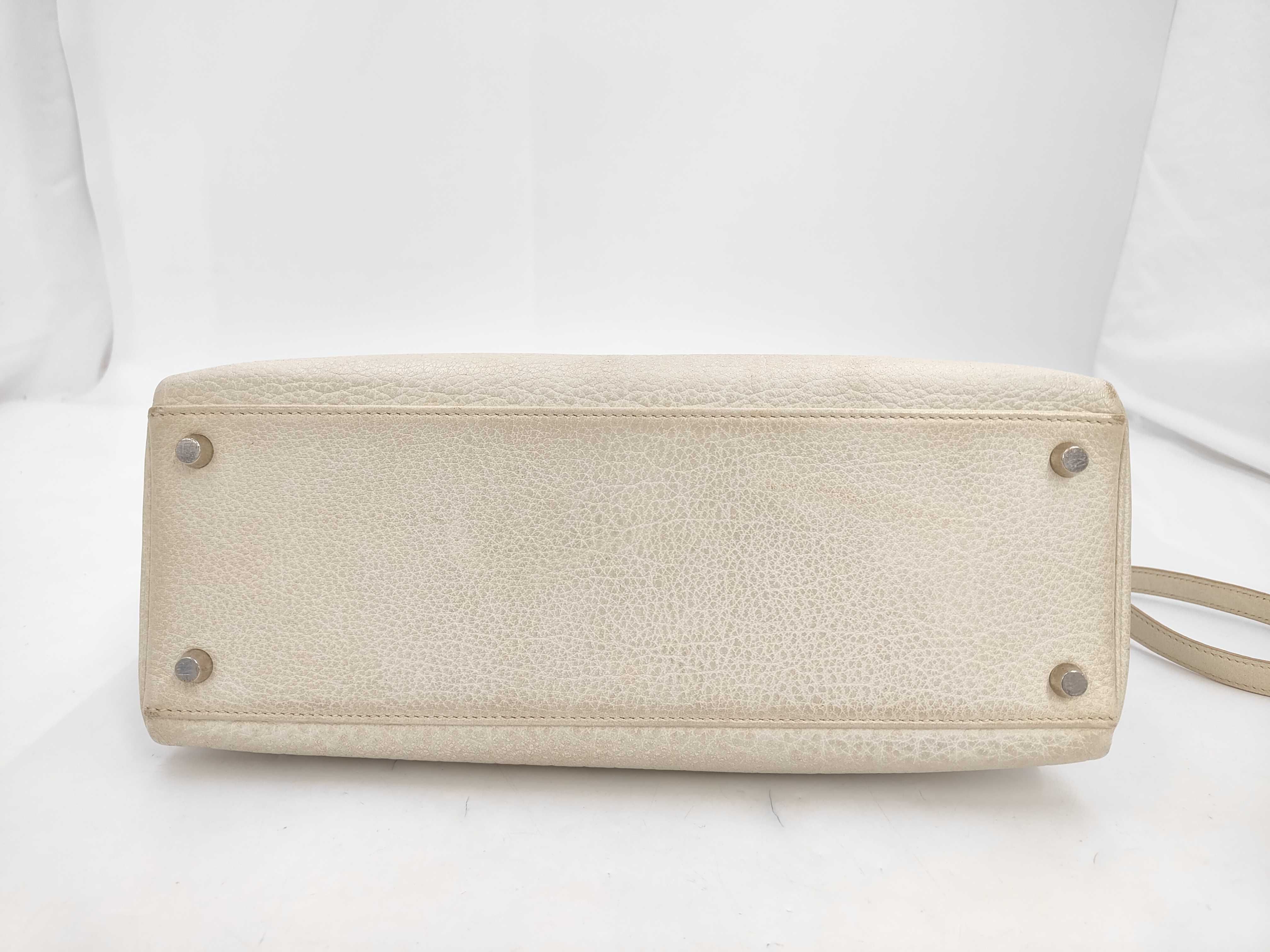 Kelly 32, inside stitching, Chevre leather, white, E stamp, silver hardware, shoulder bag — view 4