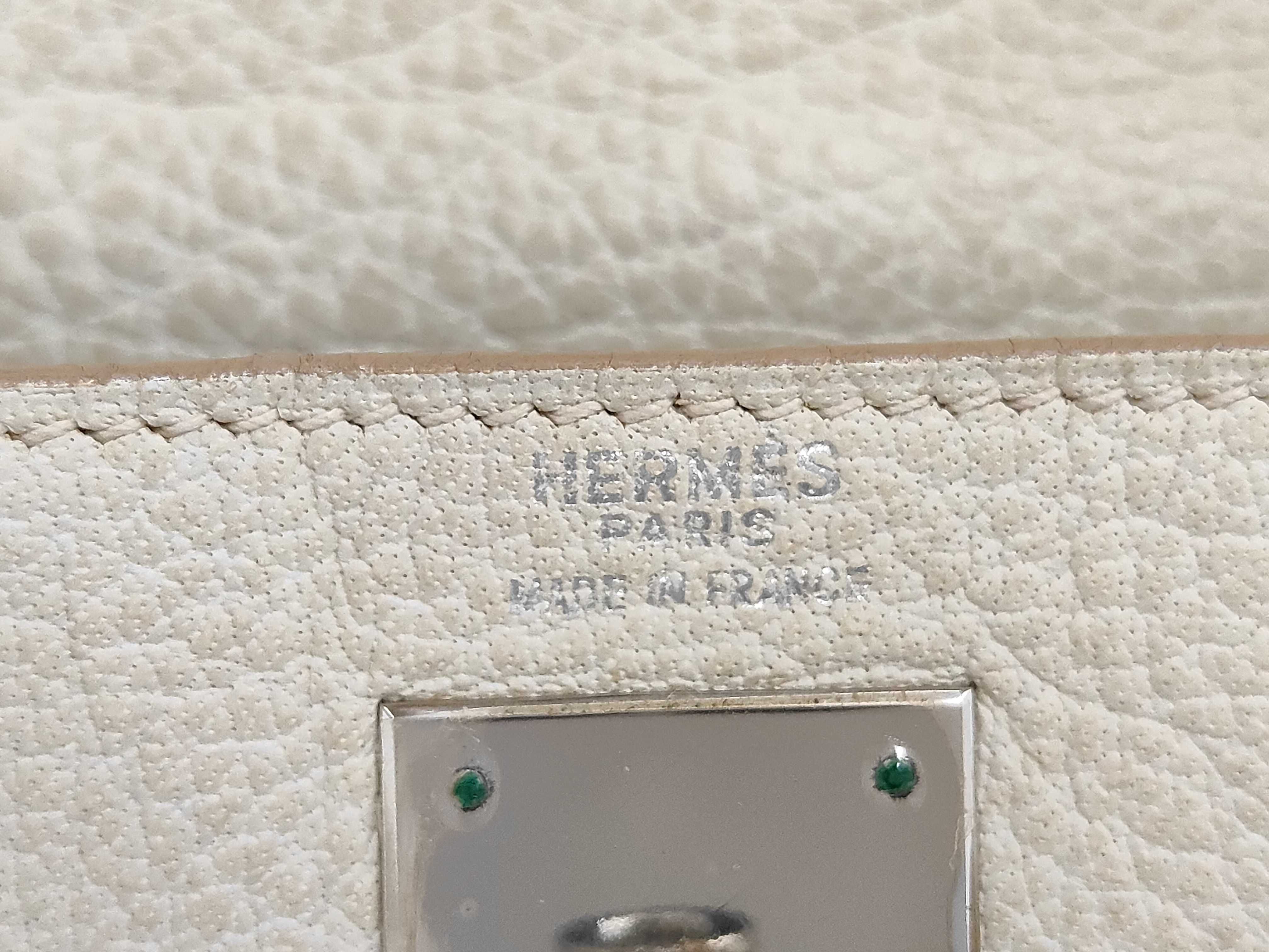 Kelly 32, inside stitching, Chevre leather, white, E stamp, silver hardware, shoulder bag — view 9
