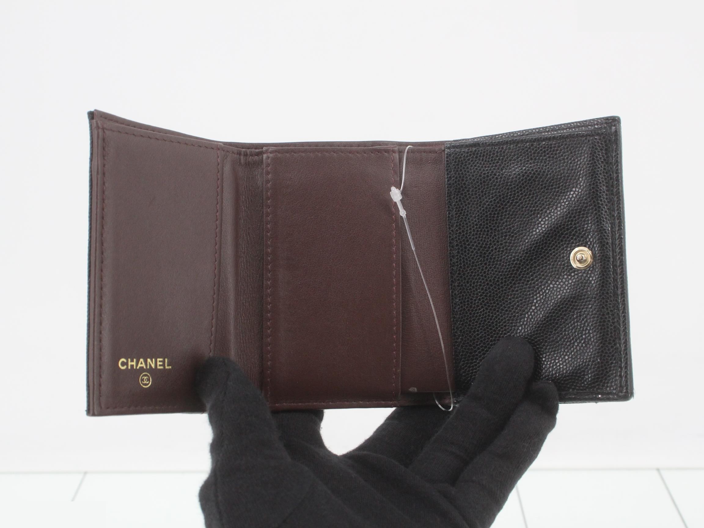 Caviar Skin Timeless Classic Tri-fold Wallet, Black, Series 30 — view 4