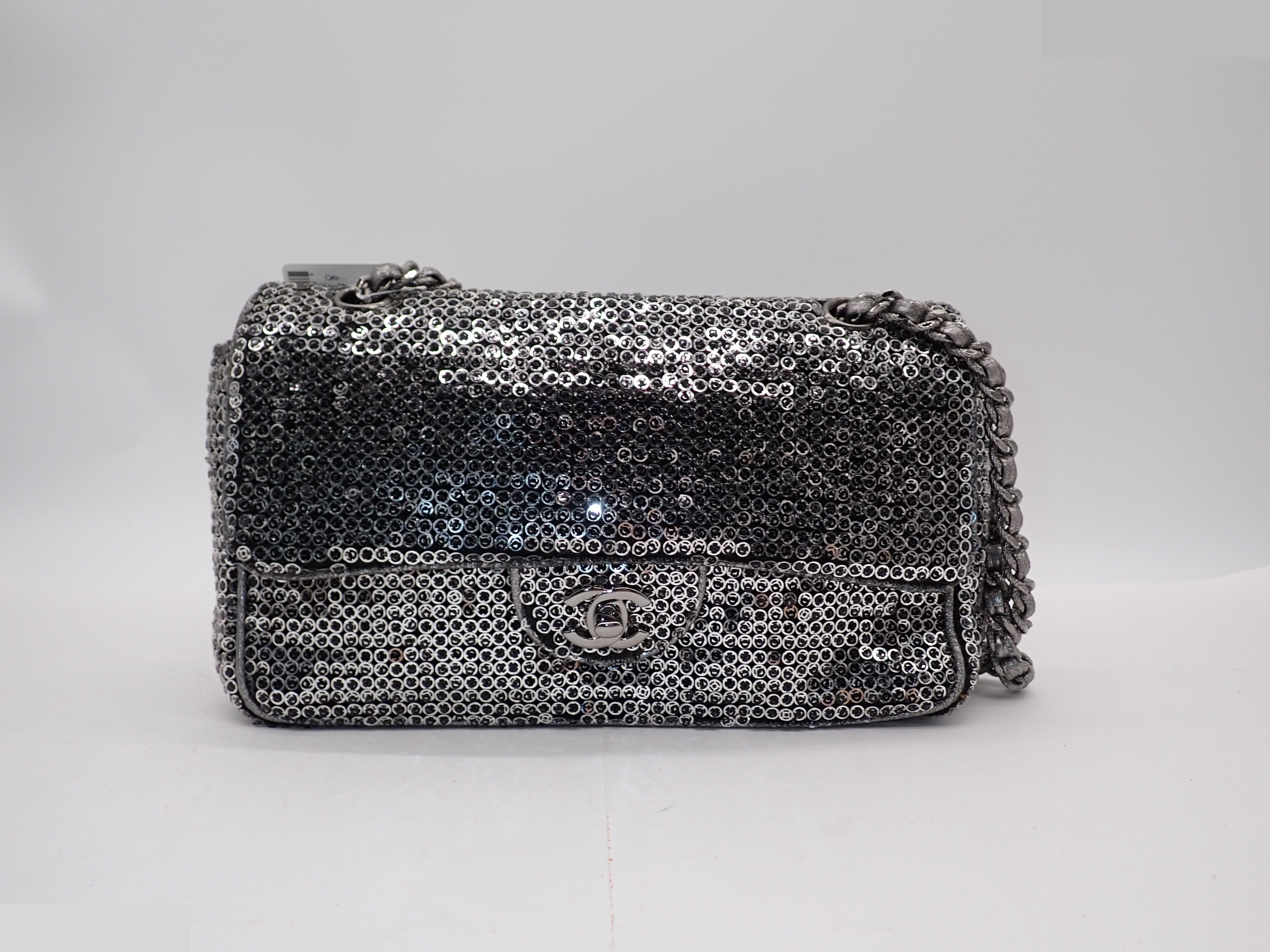Sequin Silver Flap Shoulder Bag