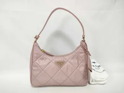 Tessuto Quilted Re-Nylon Shoulder Bag, Pink, with Dust Bag and Clochette.