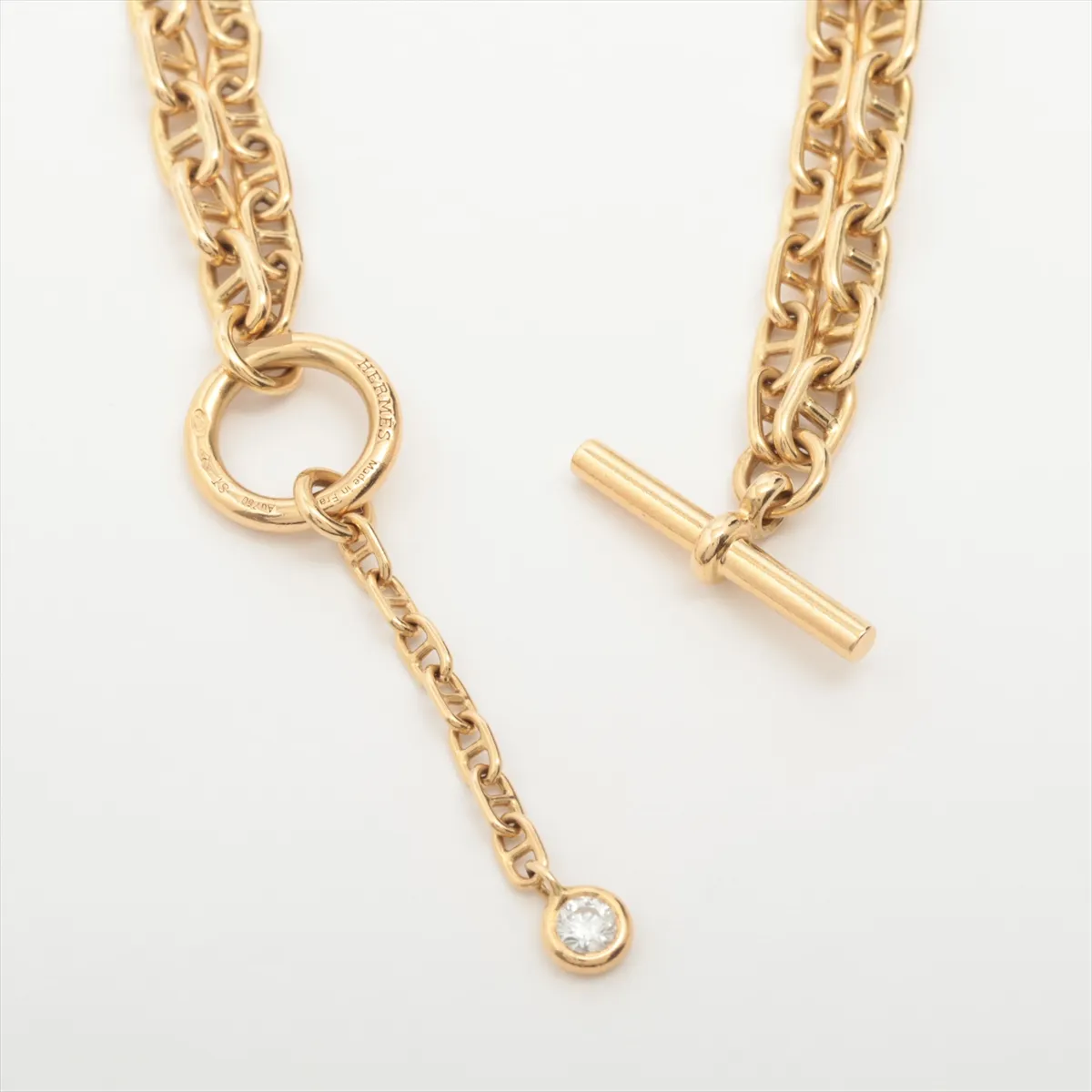 Chaine d'Ancre 1P Diamond Bracelet, 750 (Yellow Gold), 14.6g, ST 15G026454. Some links are slightly bent, the engraving is — view 3