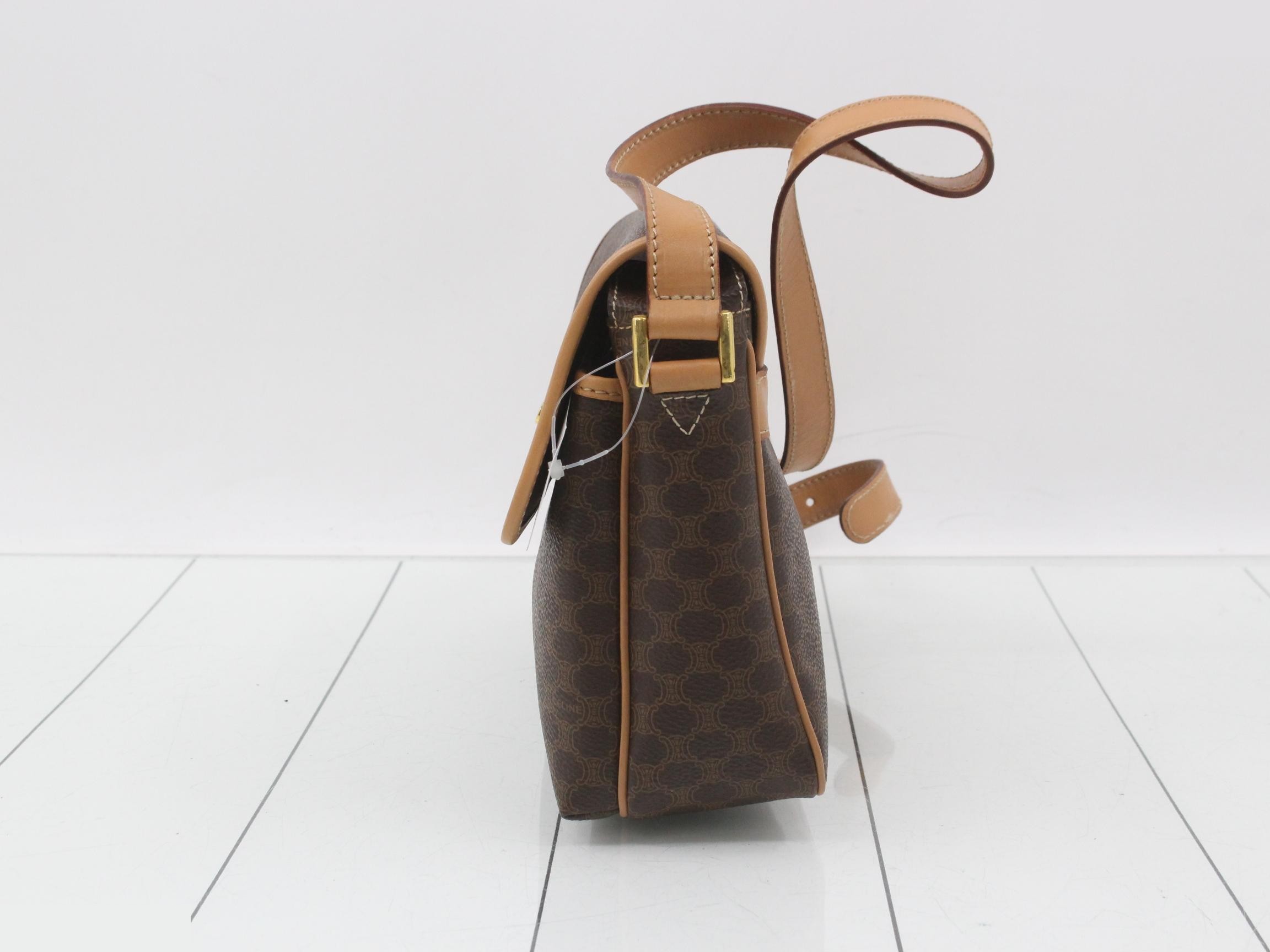 Macadam PVC Leather Shoulder Bag, Brown — view 3