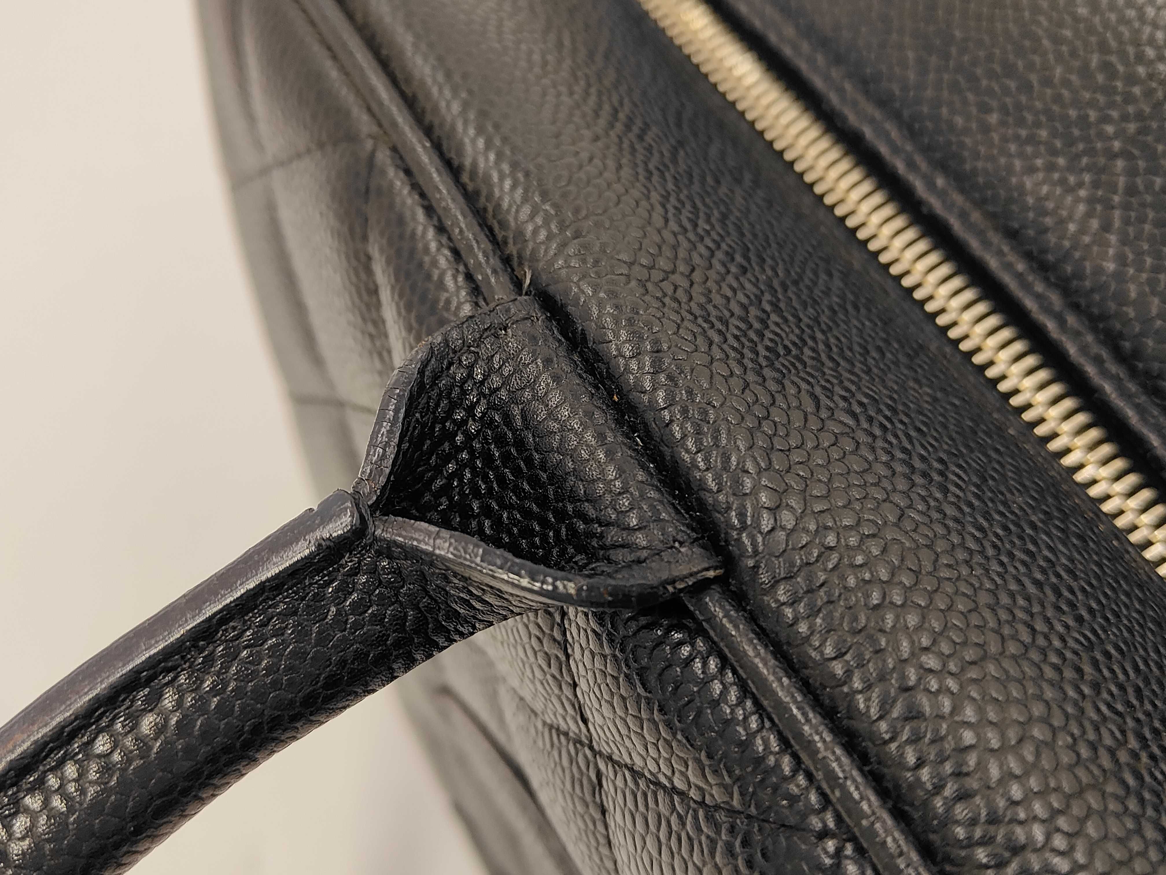Matelassé Caviar Skin Bowling Bag Mini Boston Bag Black Gold Hardware 8940081 (Serial Number 8) Handbag — view 7