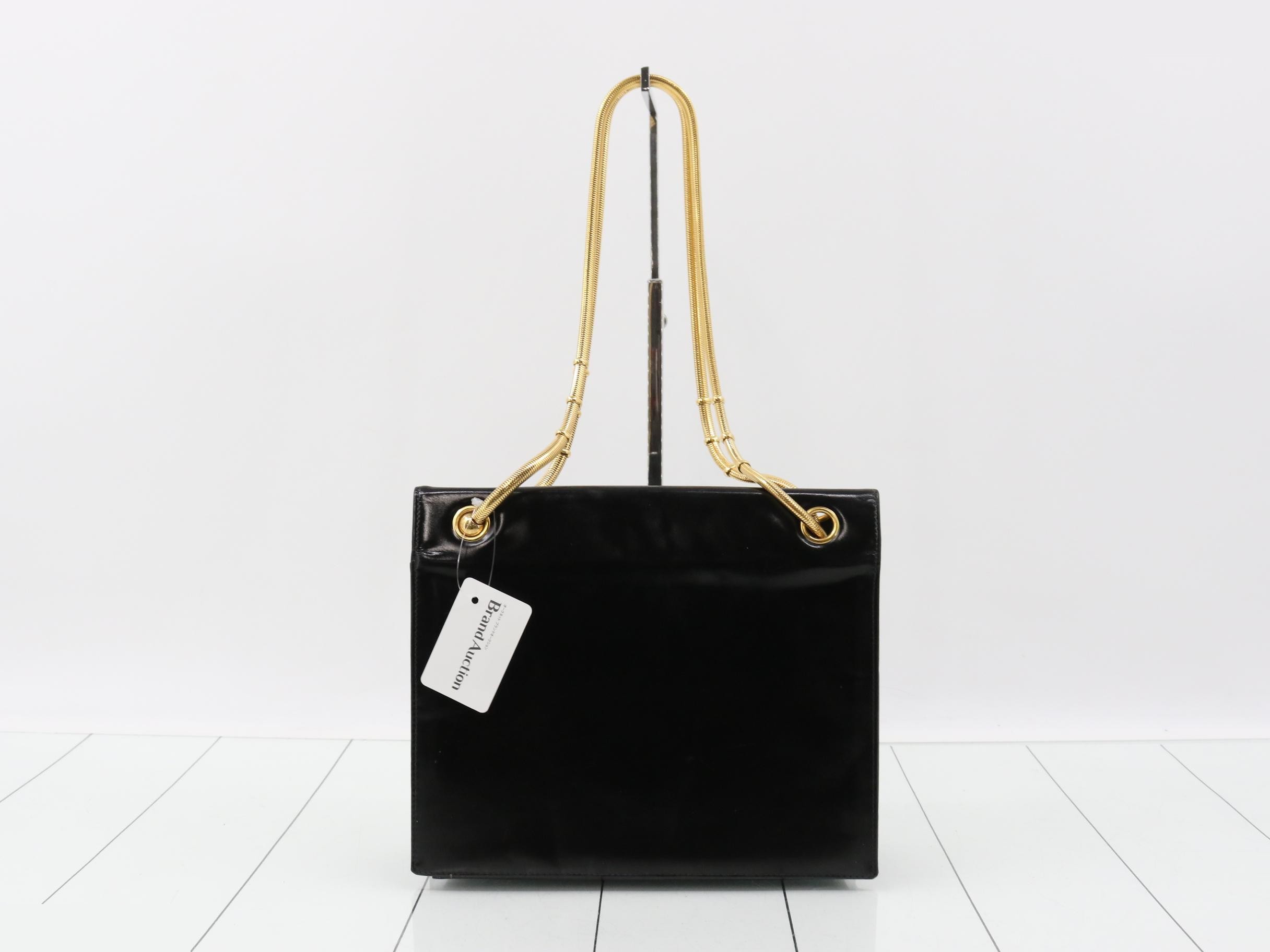 Enamel Coco Mark Chain Shoulder Bag, Series 4, Black — view 2