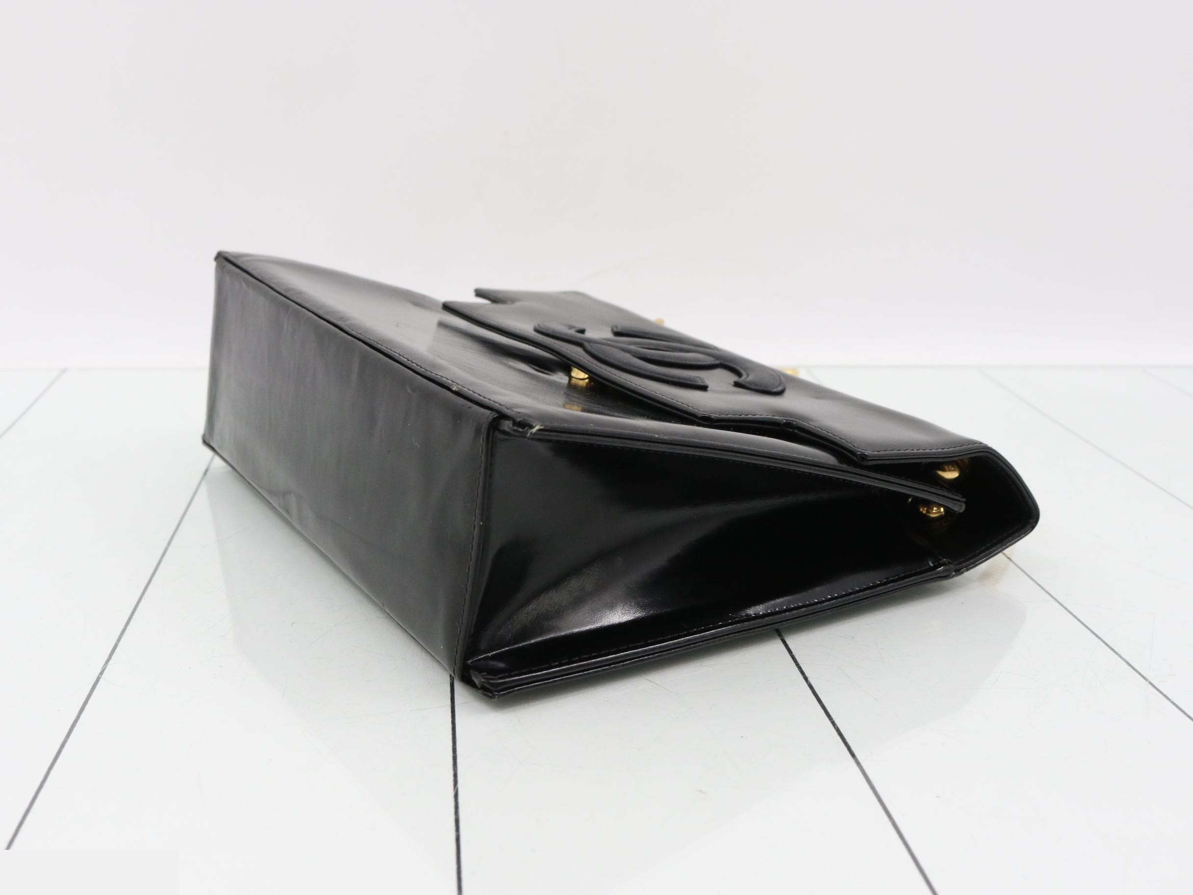 Enamel Coco Mark Chain Shoulder Bag, Series 4, Black — view 6