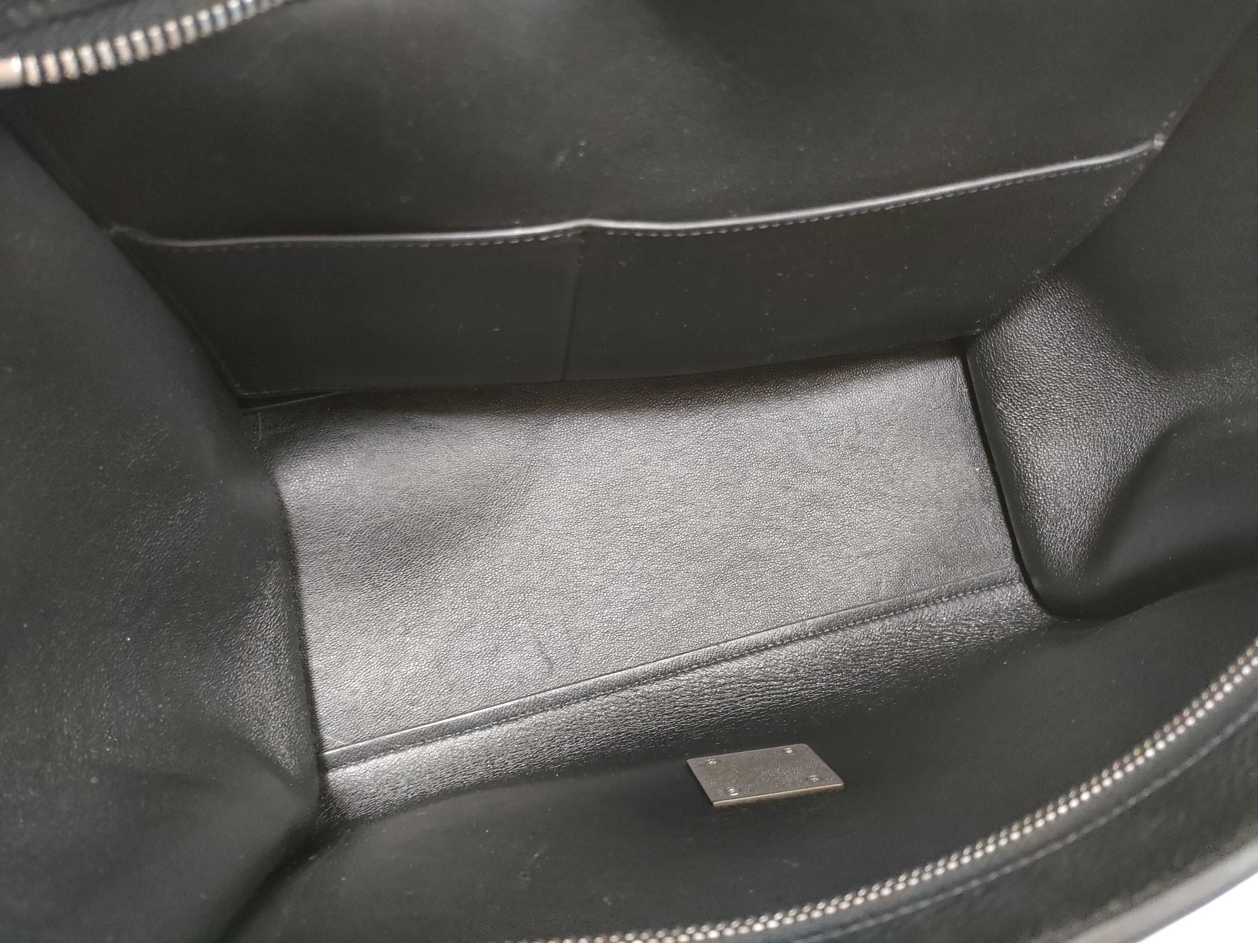 Trapeze Leather x Suede 2-Way Handbag, Black — view 11