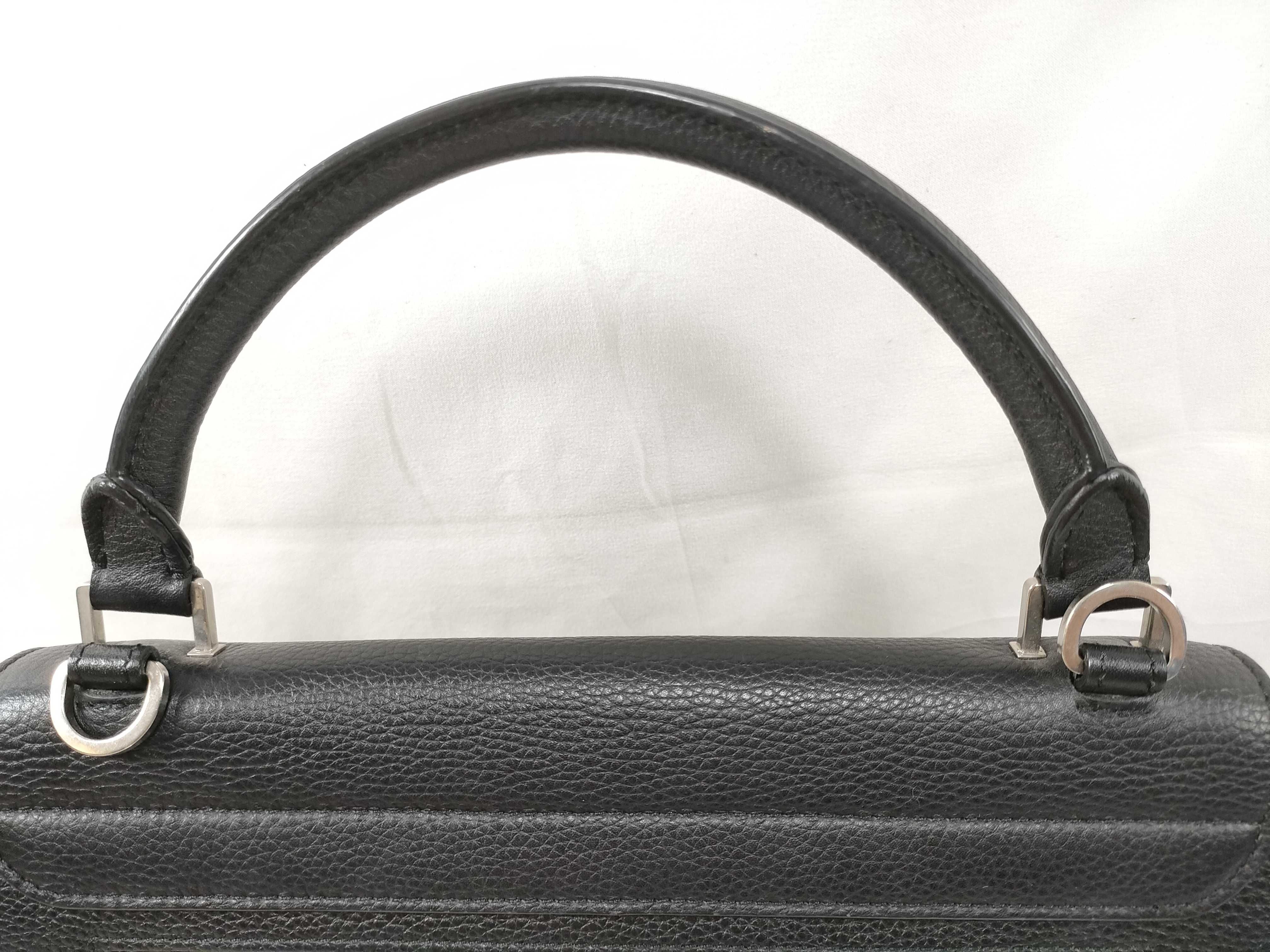 Trapeze Leather x Suede 2-Way Handbag, Black — view 3