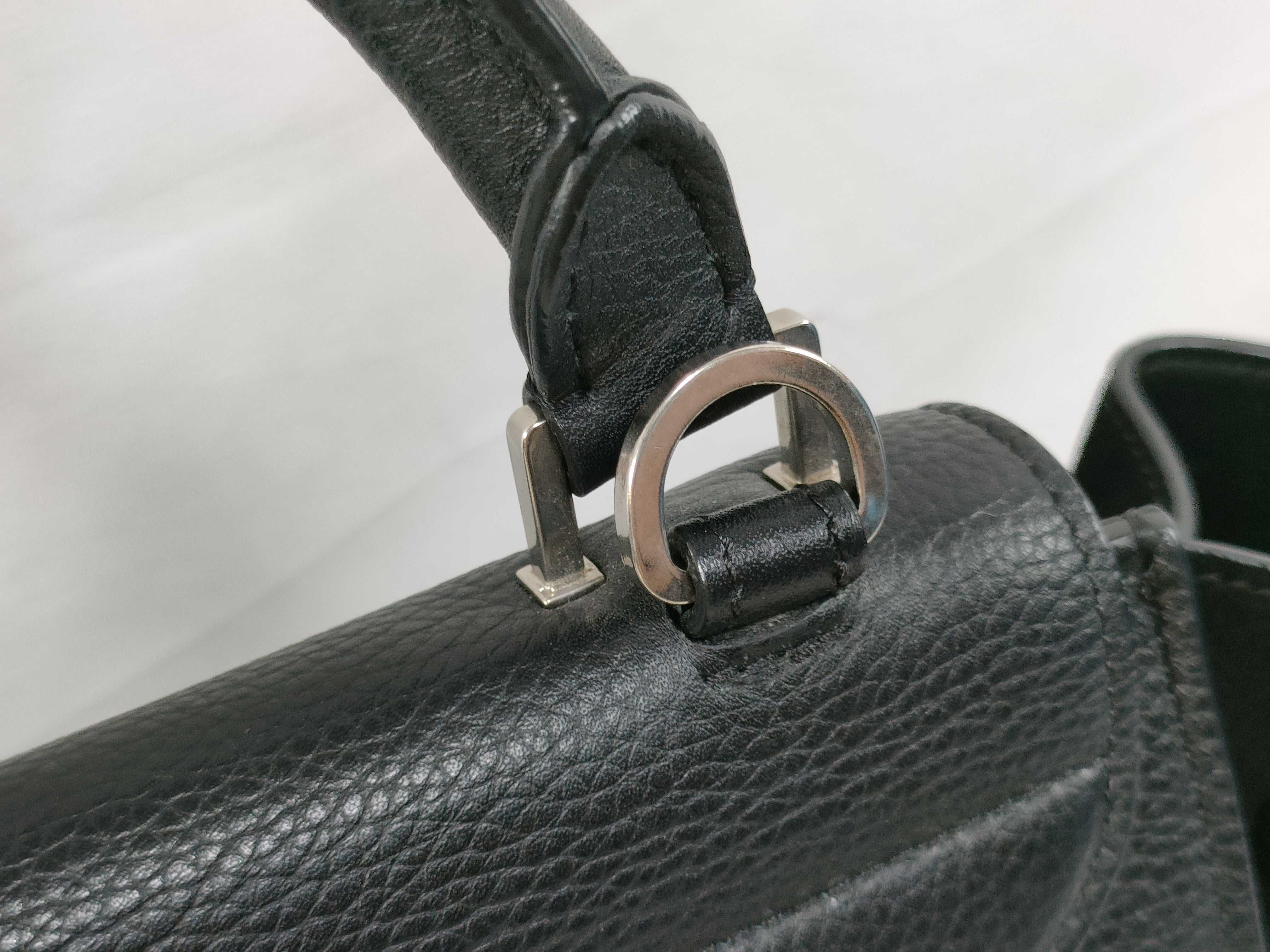 Trapeze Leather x Suede 2-Way Handbag, Black — view 4