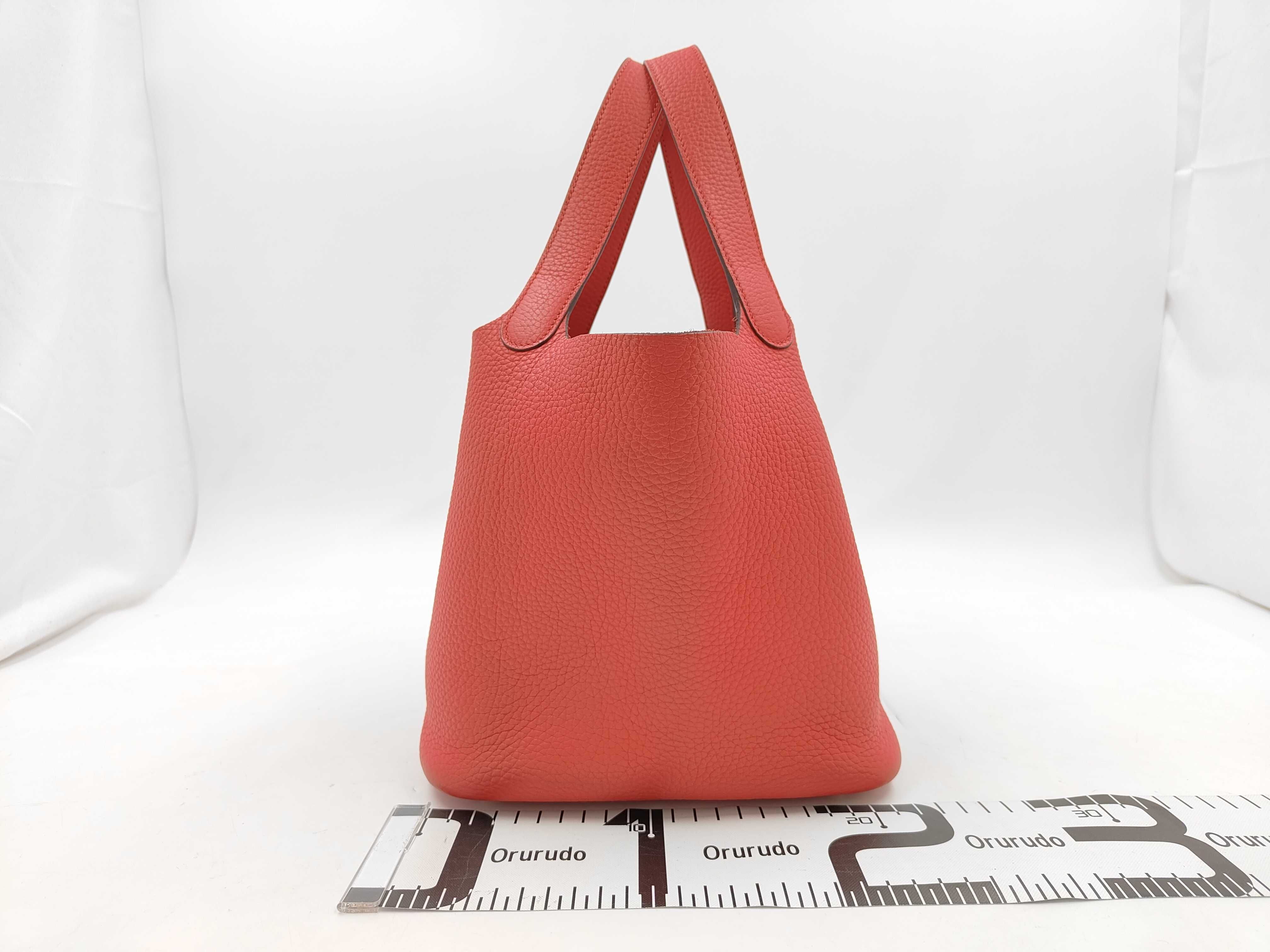 Picotin Lock MM Taurillon Leather, Rouge, Silver Hardware, K Stamp Handbag — view 2