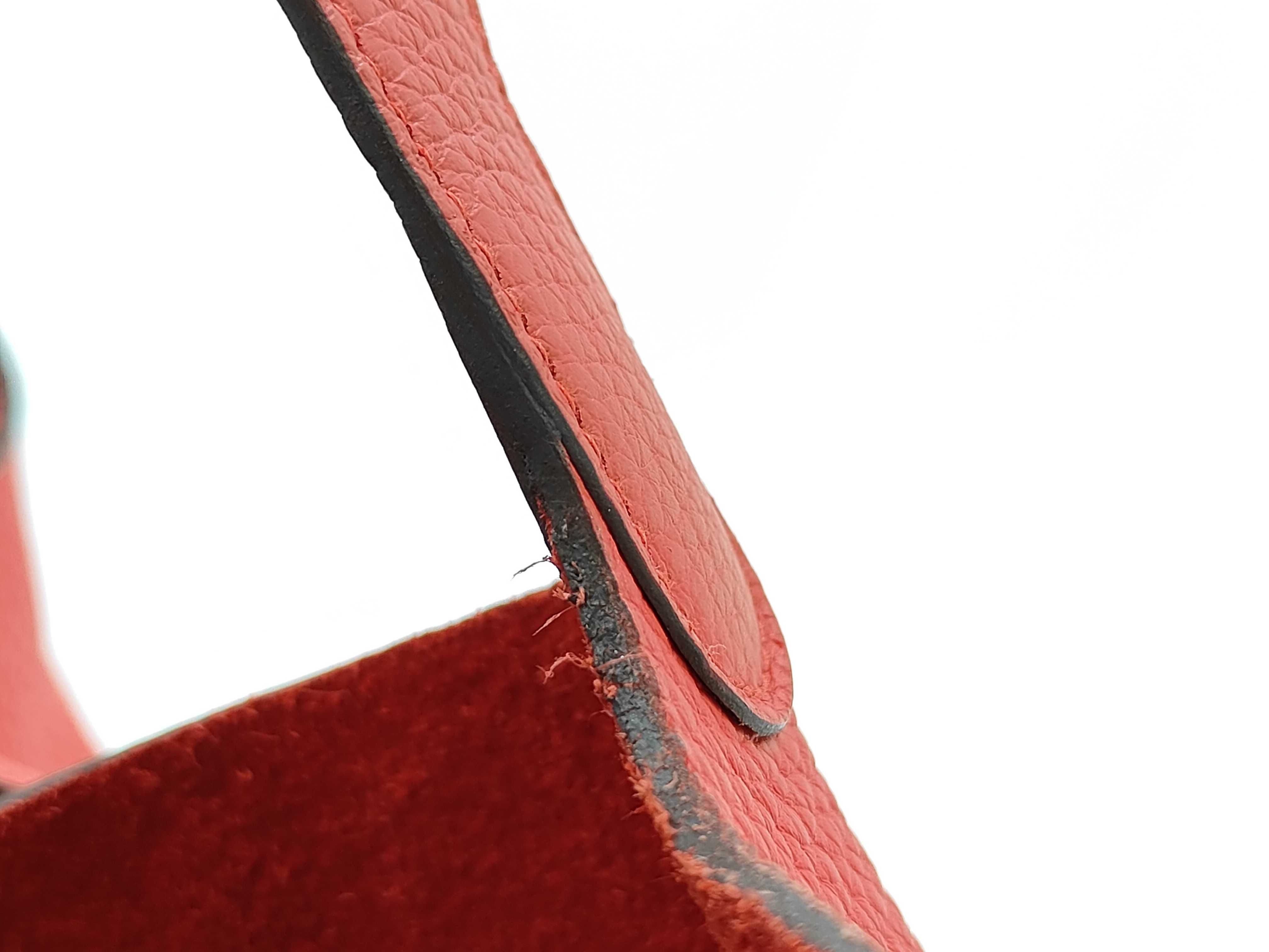 Picotin Lock MM Taurillon Leather, Rouge, Silver Hardware, K Stamp Handbag — view 3