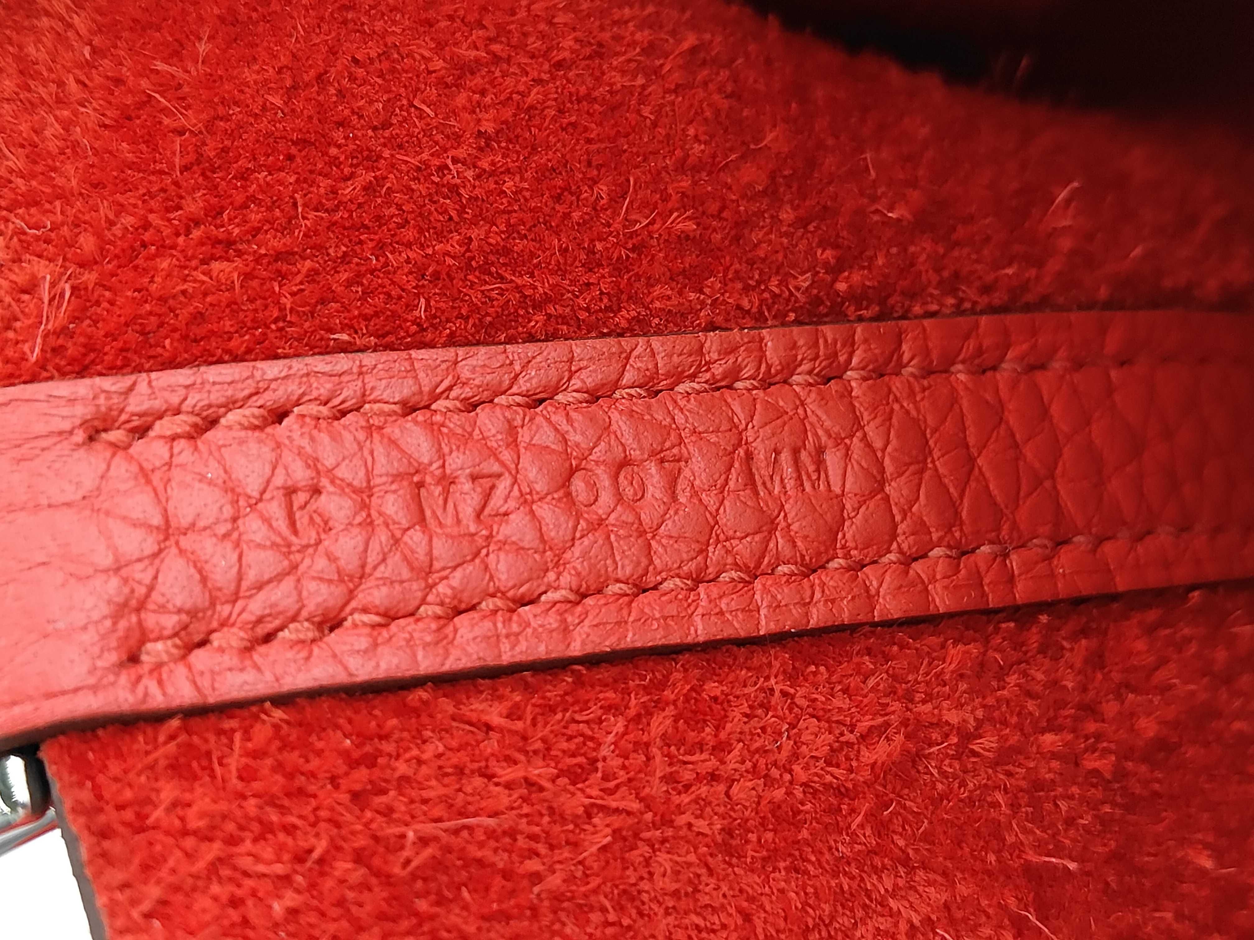 Picotin Lock MM Taurillon Leather, Rouge, Silver Hardware, K Stamp Handbag — view 10