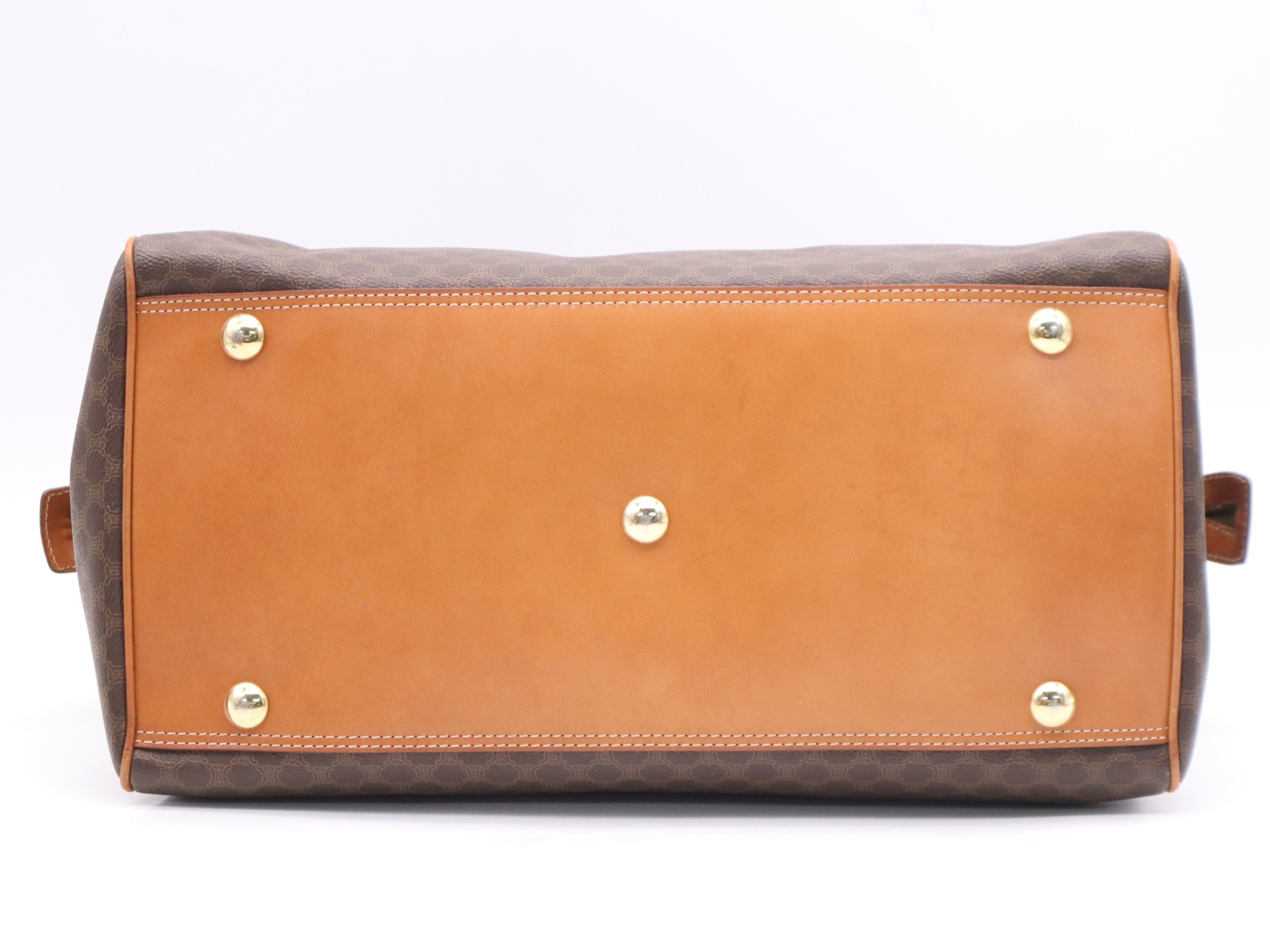 PVC x Leather Macadam Boston Bag, Brown with Gold Hardware and Shoulder Strap — view 4