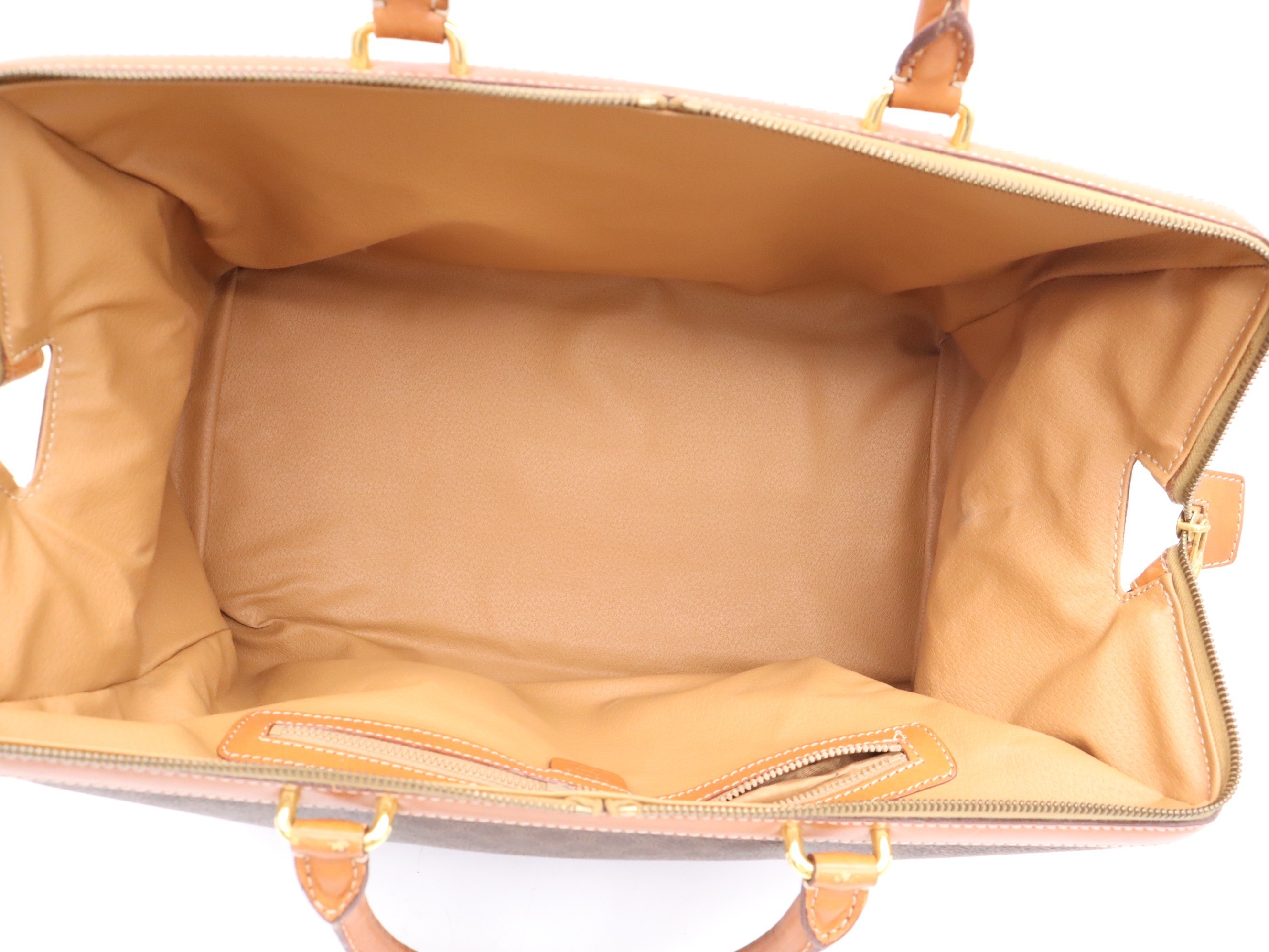 PVC x Leather Macadam Boston Bag, Brown with Gold Hardware and Shoulder Strap — view 7