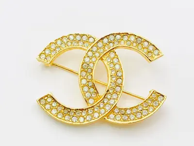 Coco Mark Rhinestone Brooch with Engraving 174 Brooch