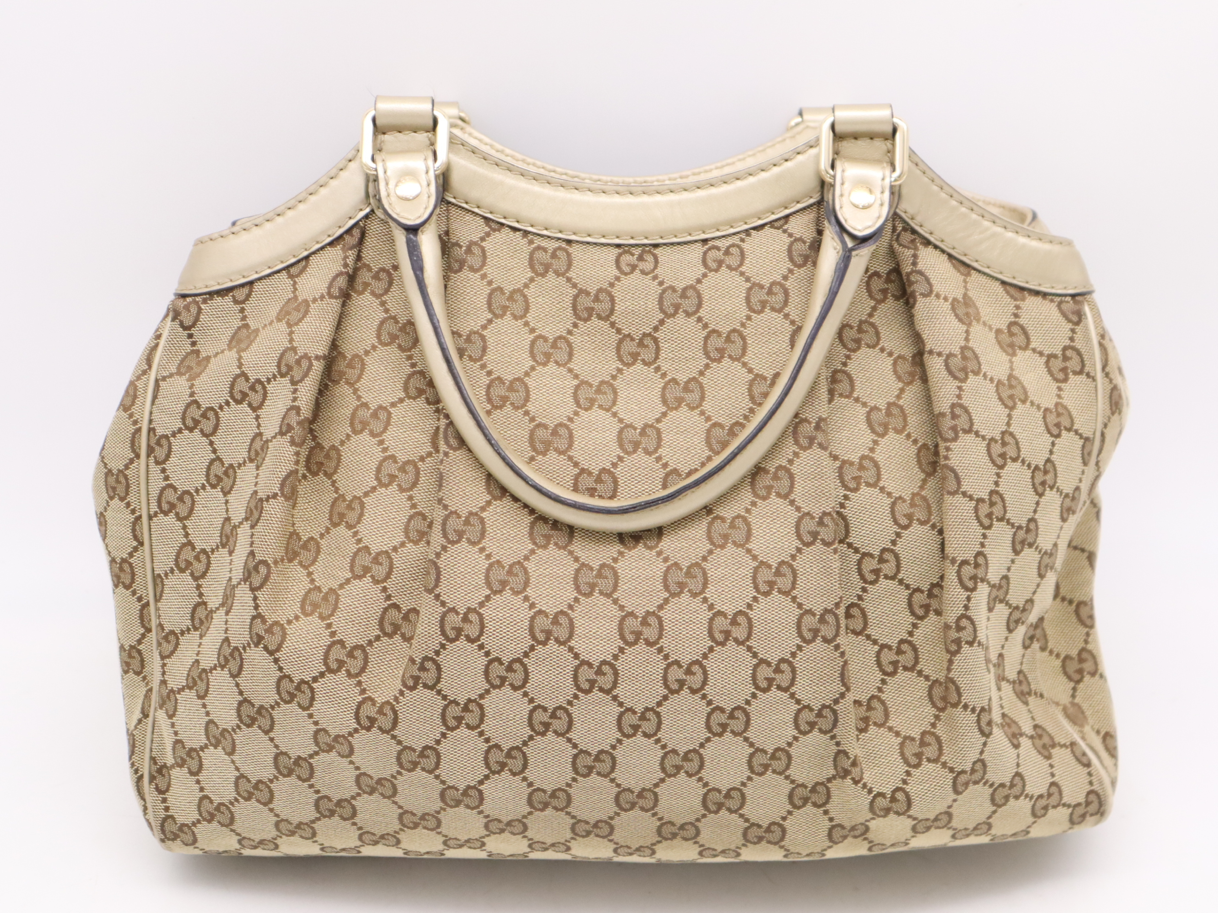 211944 Canvas x Leather GG Canvas Sookie Handbag Beige Brown Handbag — view 2