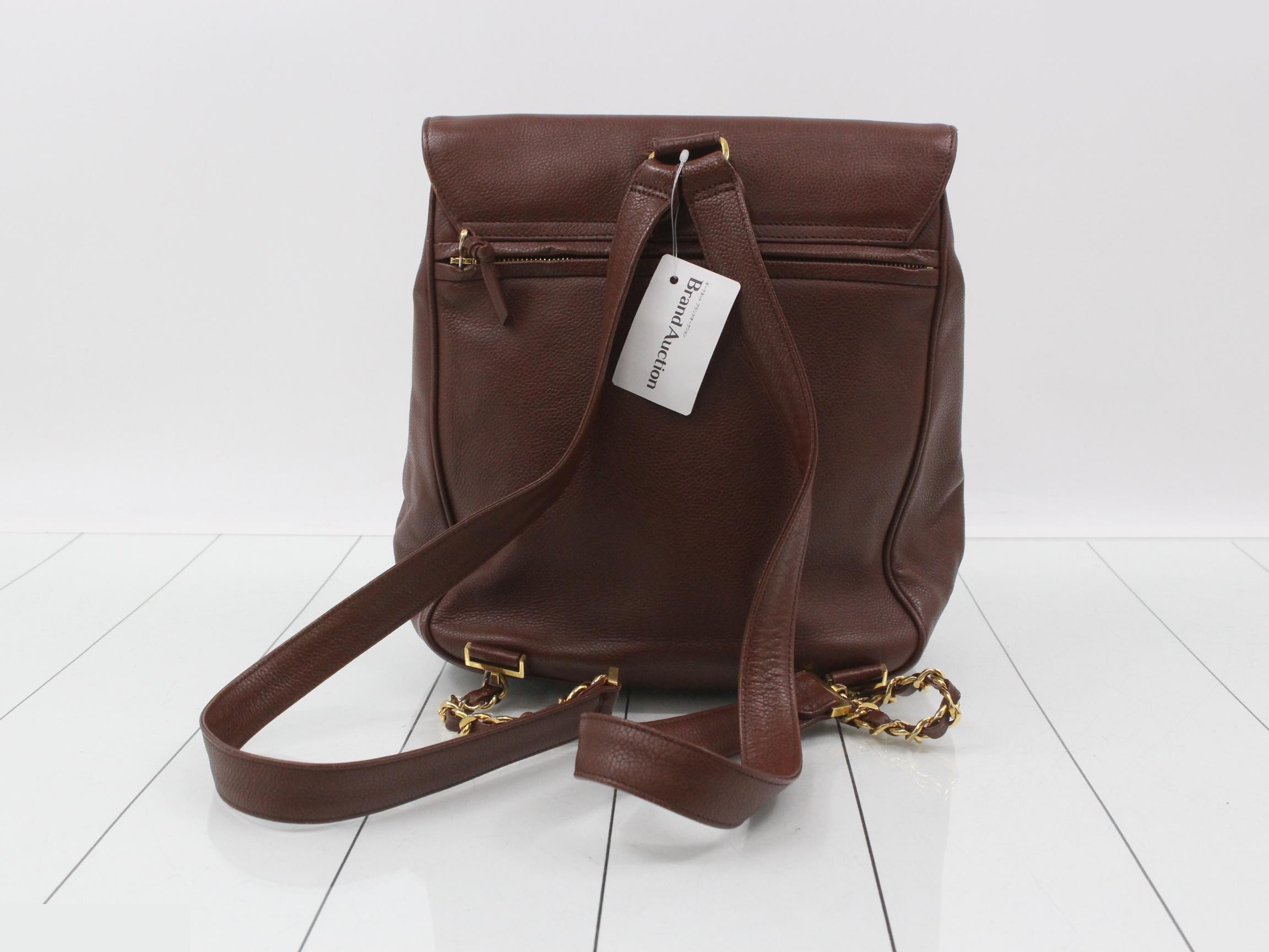 Caviar leather backpack with Coco Mark, brown. — view 2