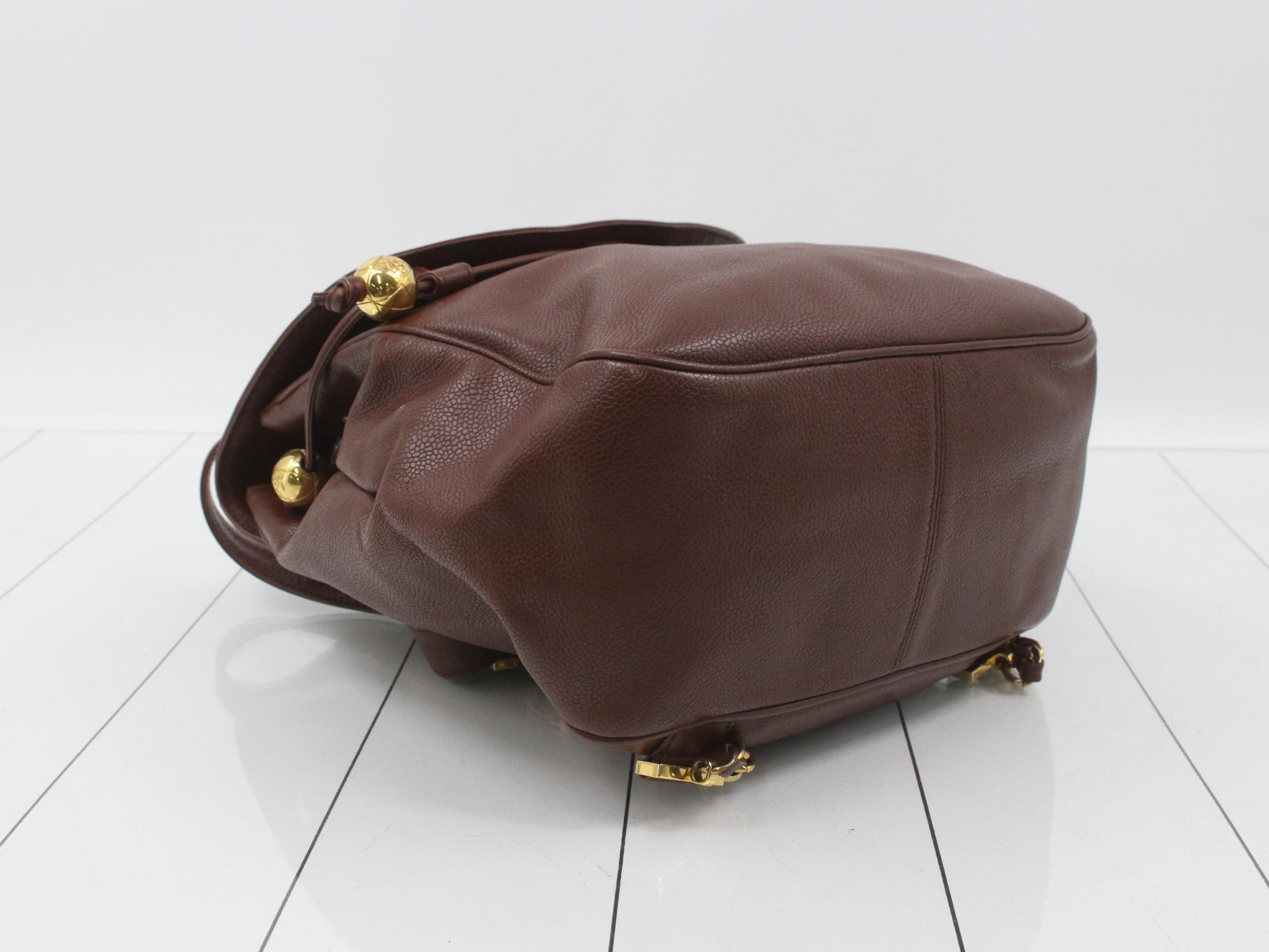 Caviar leather backpack with Coco Mark, brown. — view 5