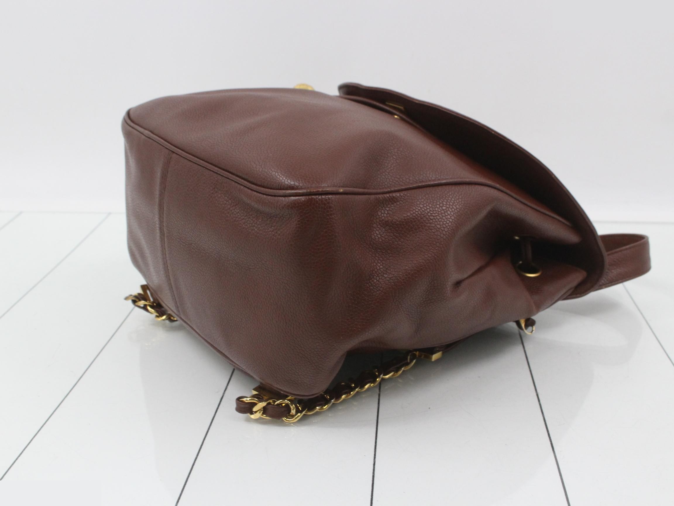 Caviar leather backpack with Coco Mark, brown. — view 6