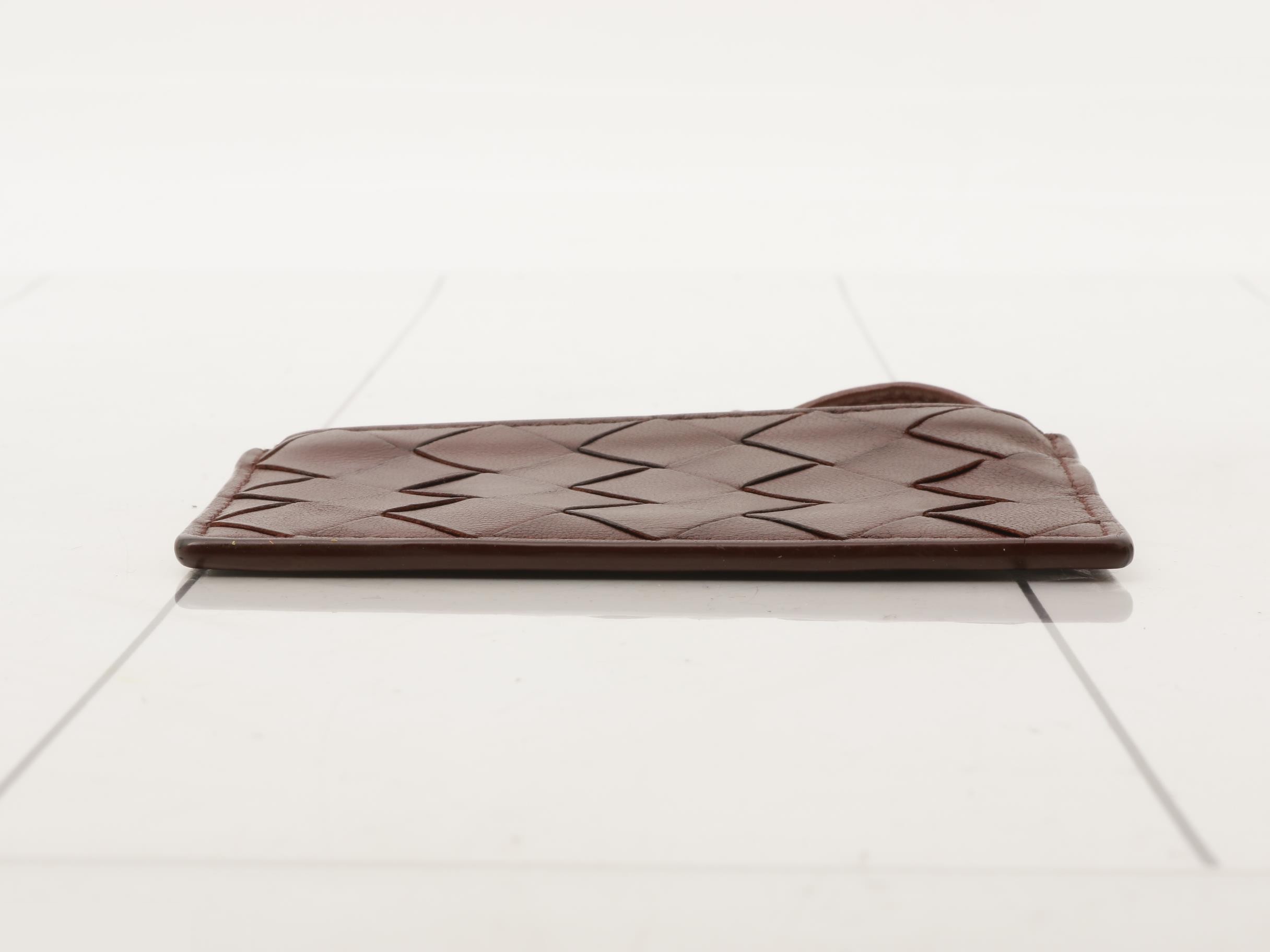 Intrecciato coin case, leather, brown — view 3