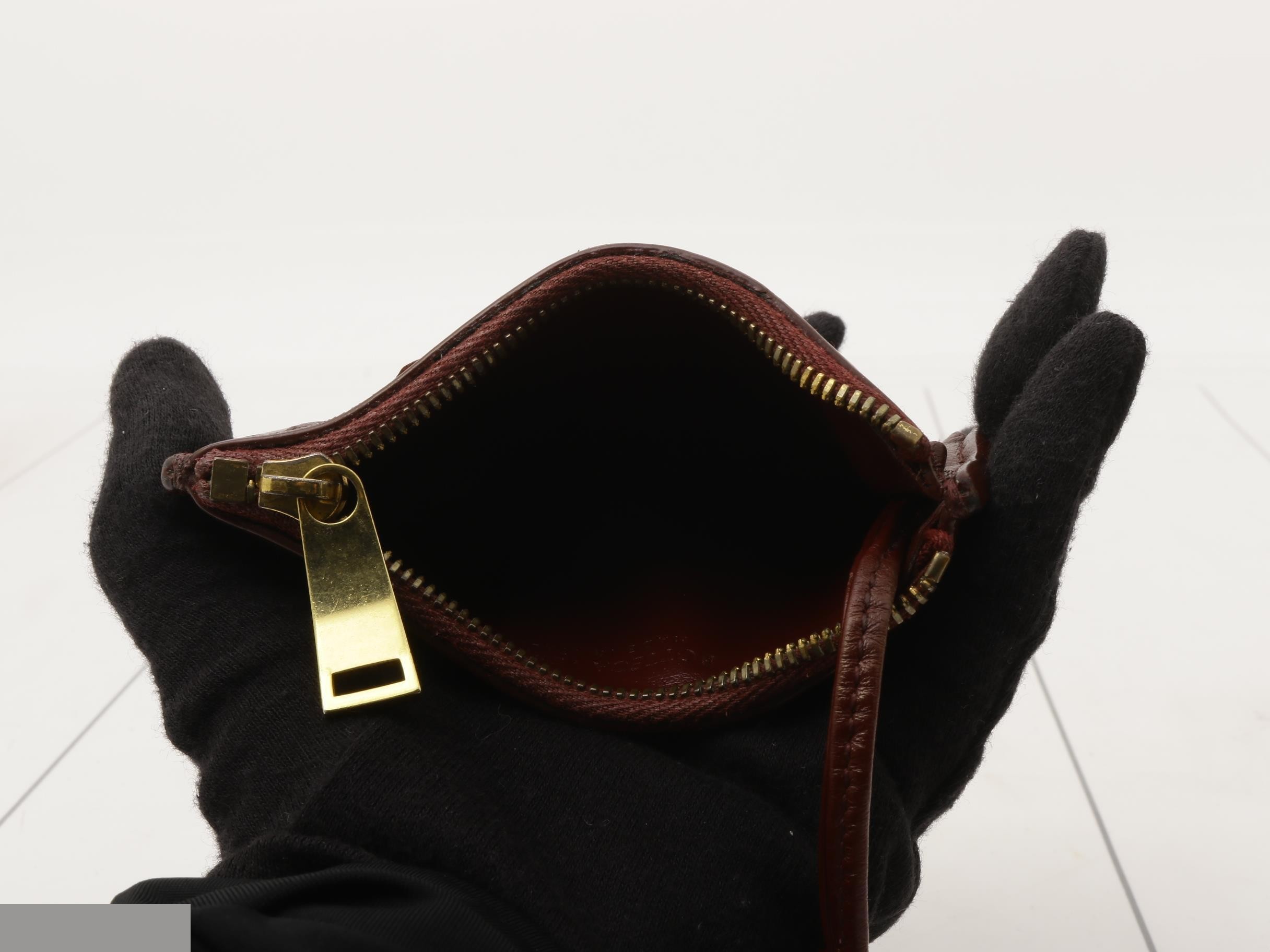 Intrecciato coin case, leather, brown — view 4