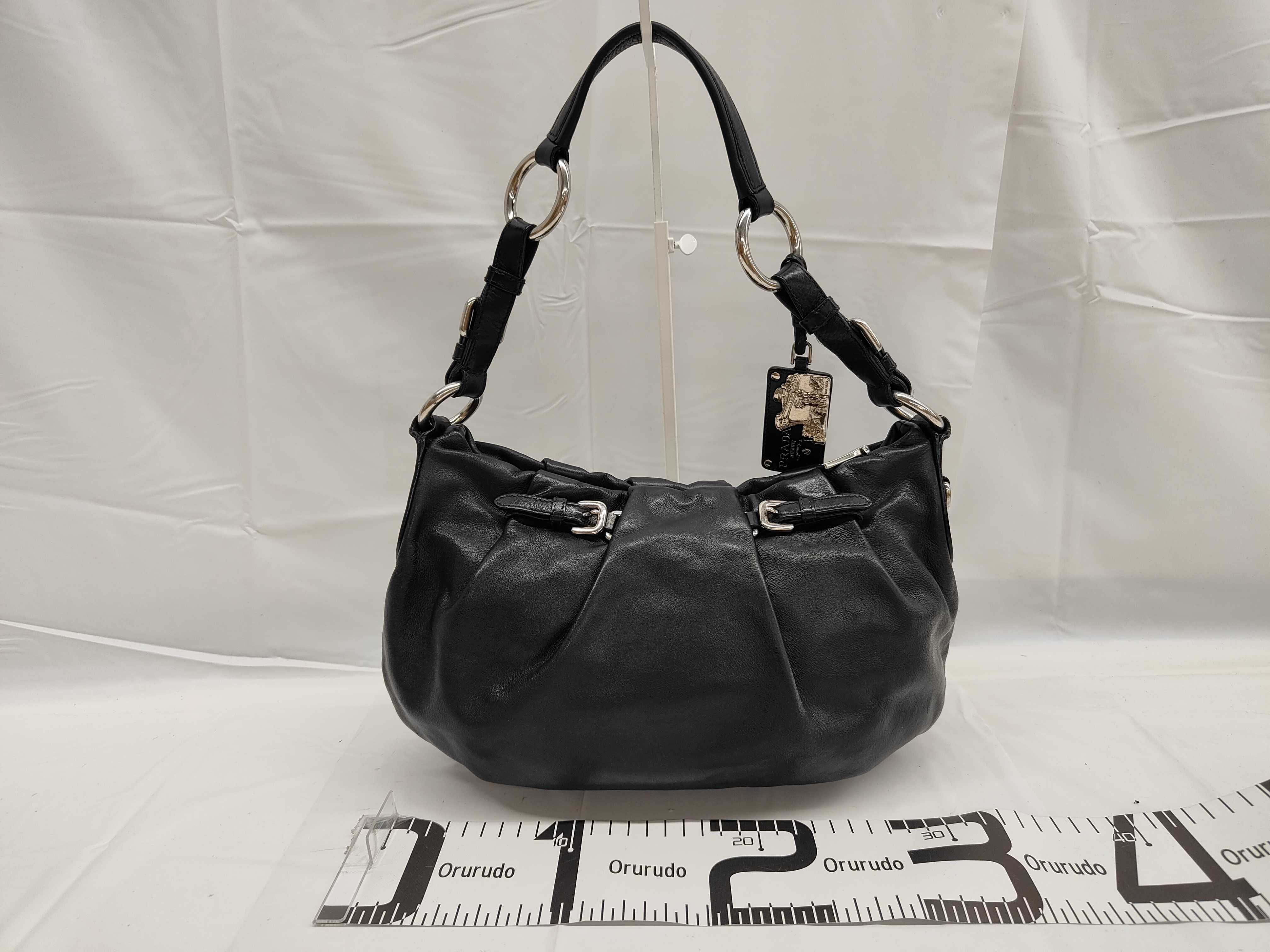 Black Soft Calfskin Silver Logo Hobo Shoulder Bag — view 2