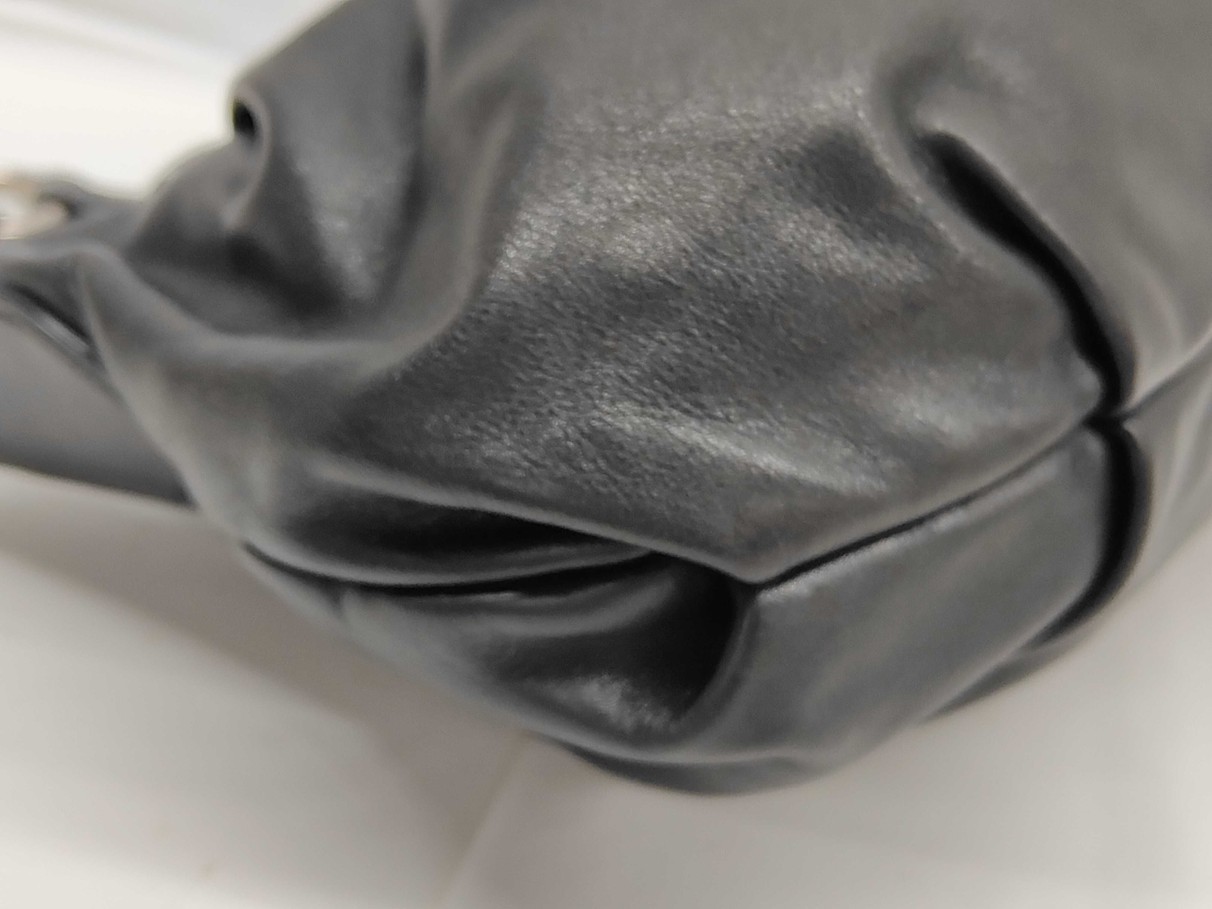 Black Soft Calfskin Silver Logo Hobo Shoulder Bag — view 5