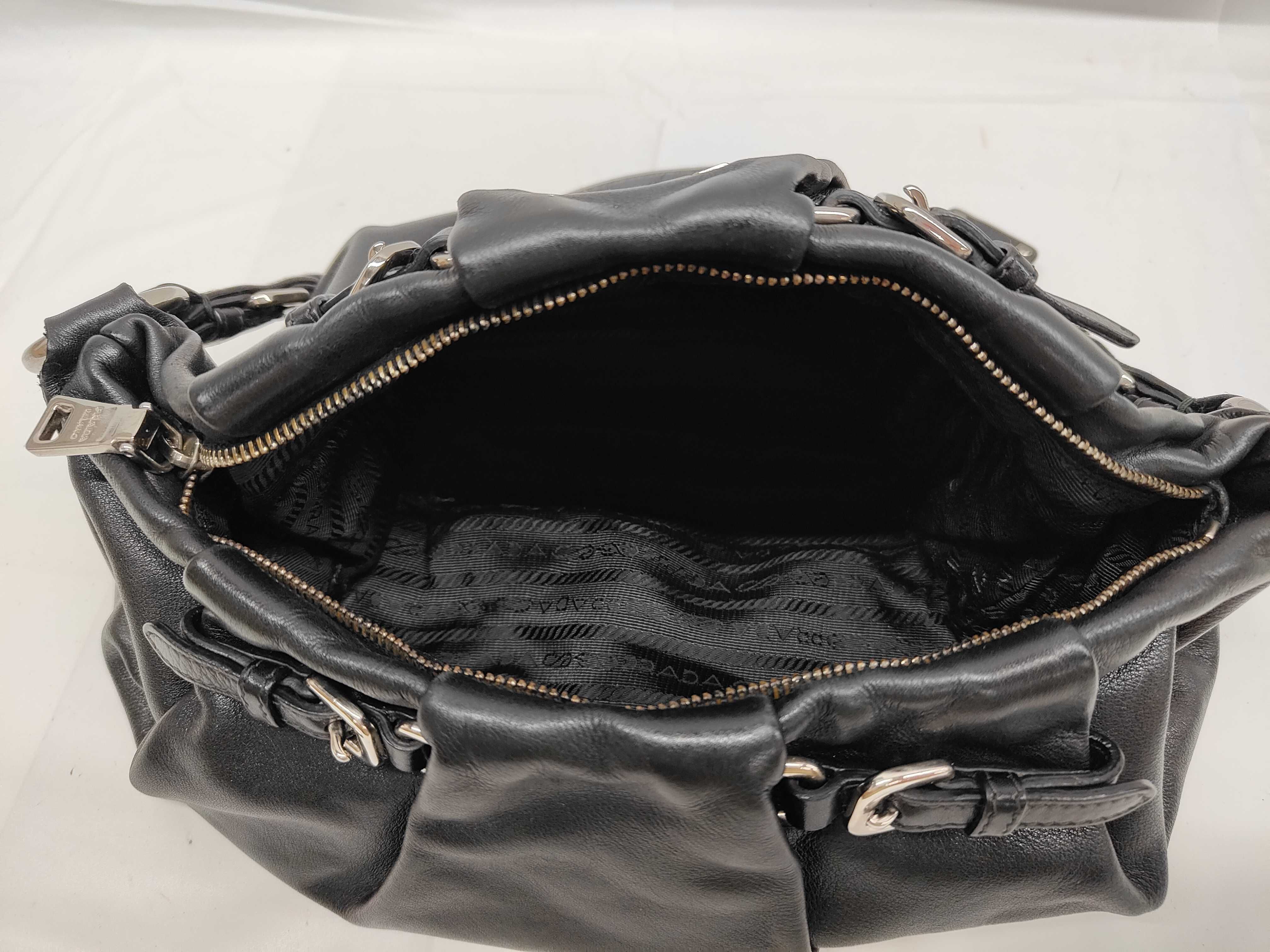 Black Soft Calfskin Silver Logo Hobo Shoulder Bag — view 6