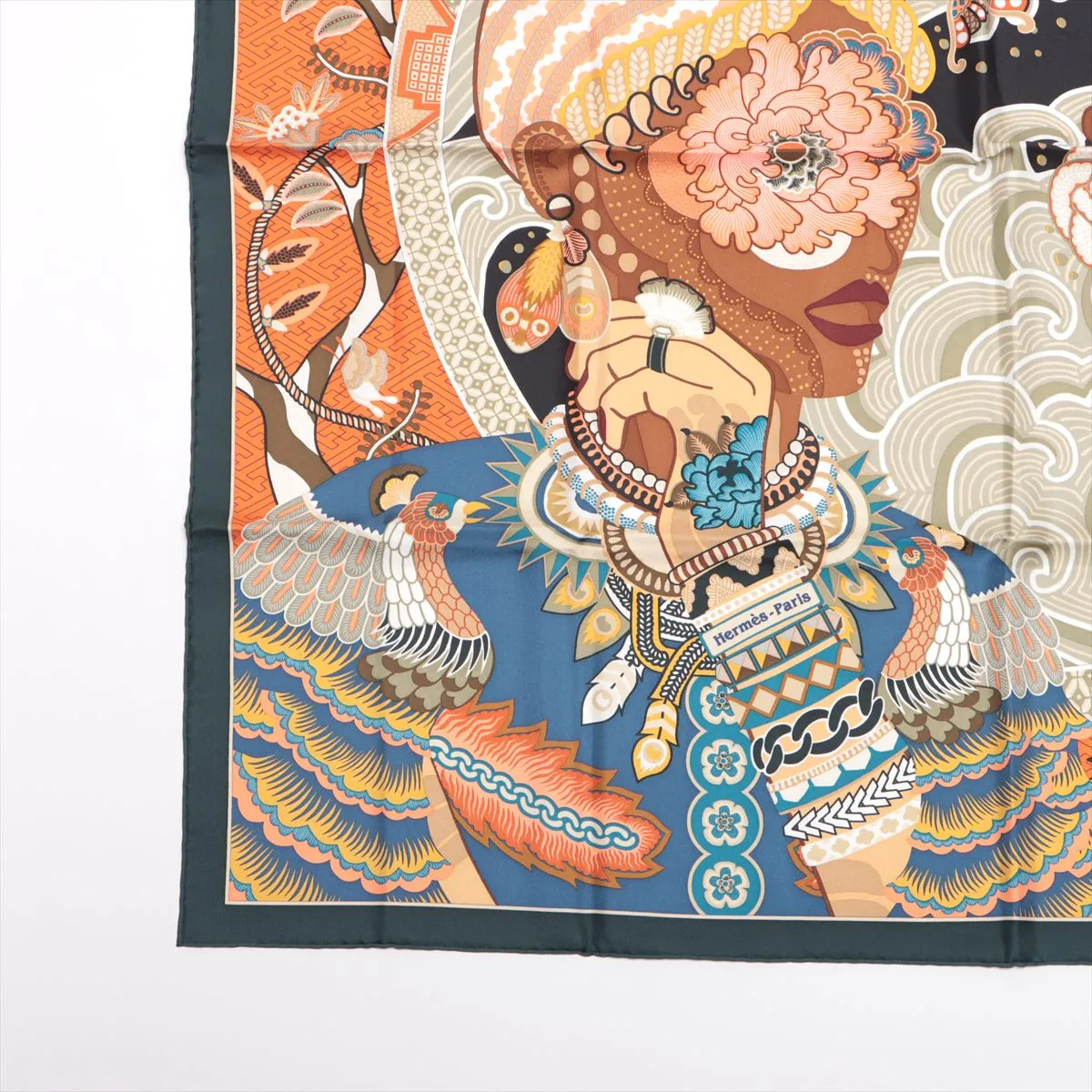 Carre 90 DUO COSMIQUE Scarf, Silk, Orange, Slight wear and tear. — view 5