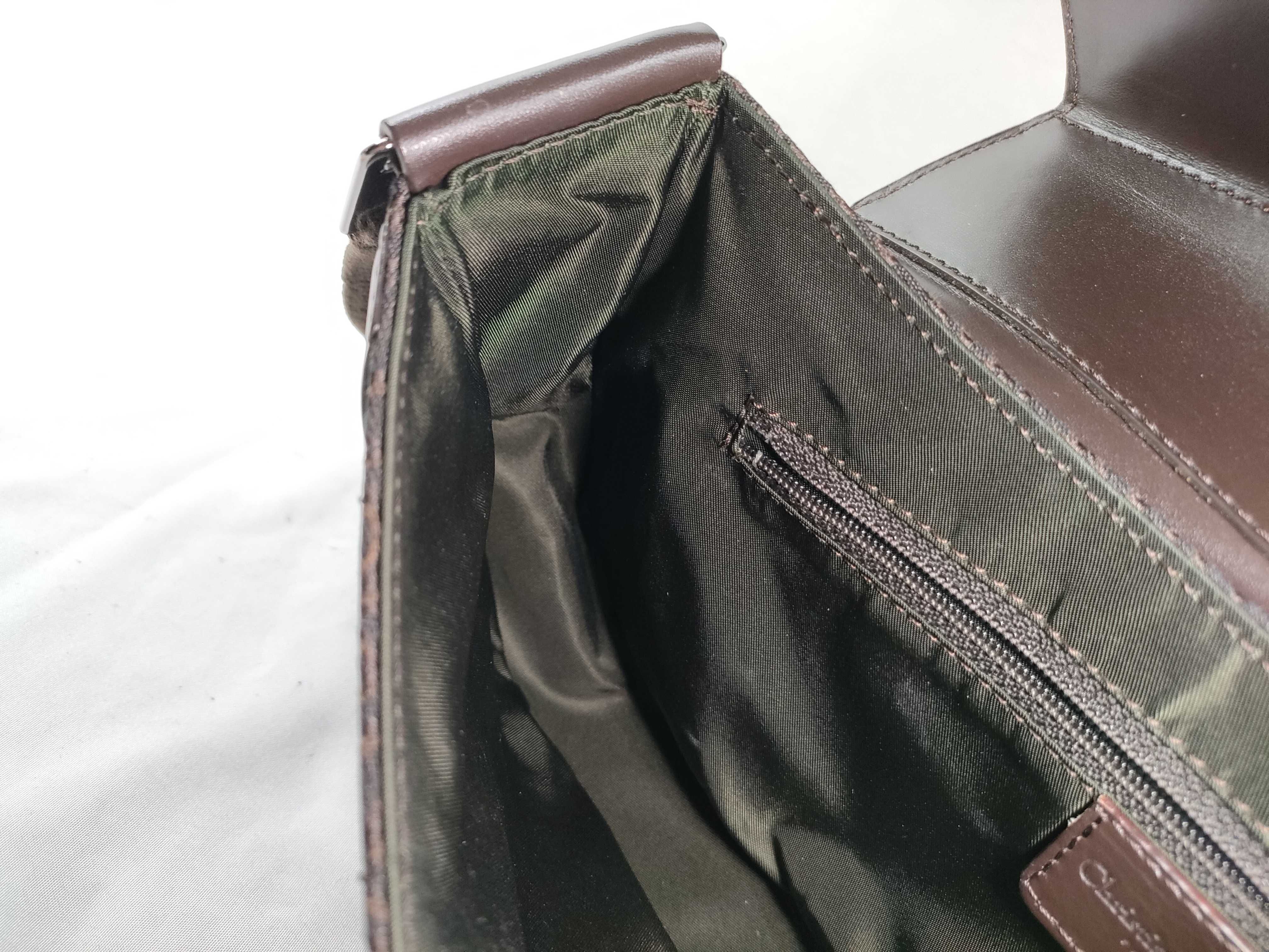 Trotter Street Chic Leather Canvas Dark Brown Shoulder Bag with Guarantee Card — view 11