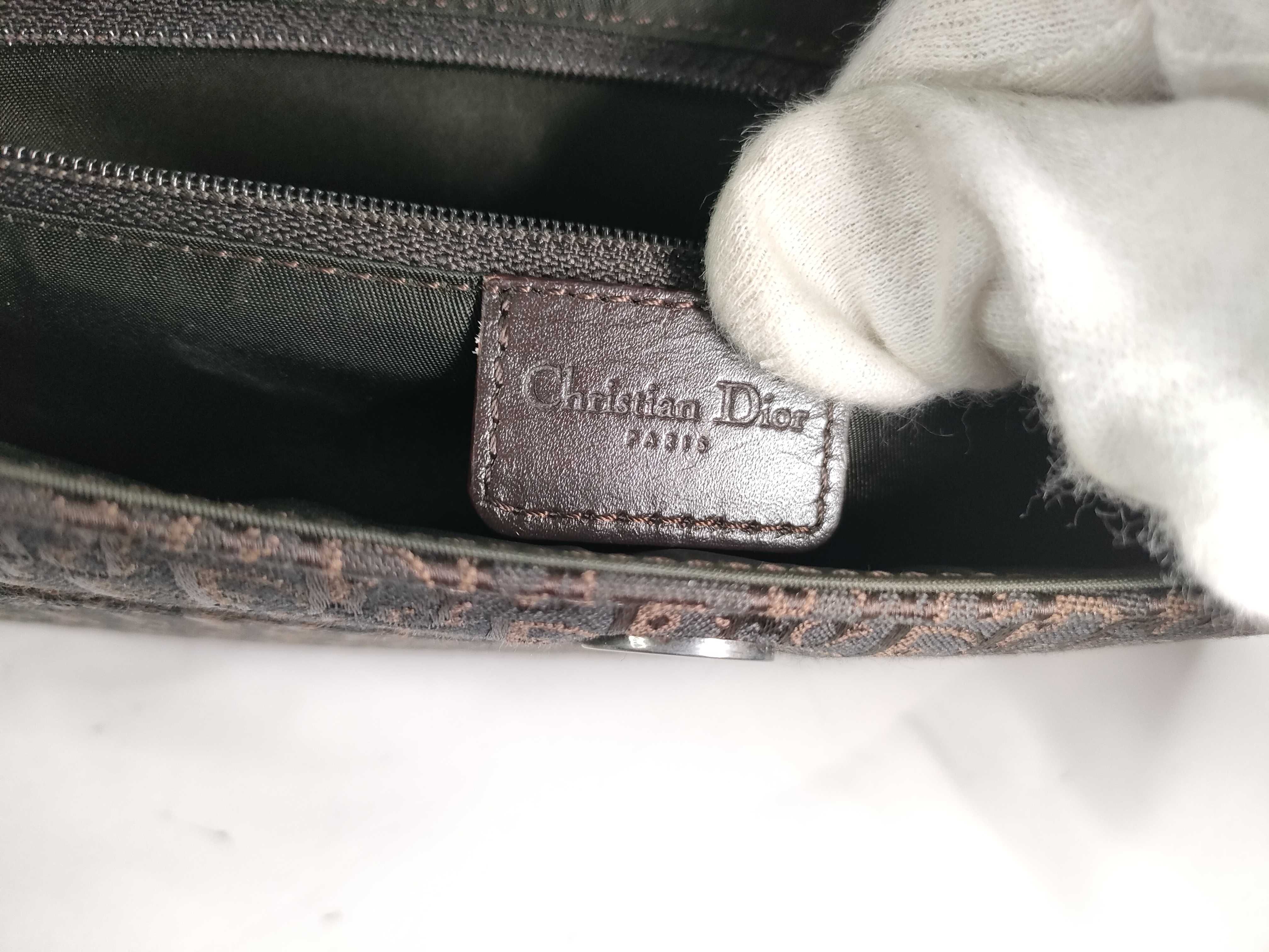 Trotter Street Chic Leather Canvas Dark Brown Shoulder Bag with Guarantee Card — view 13