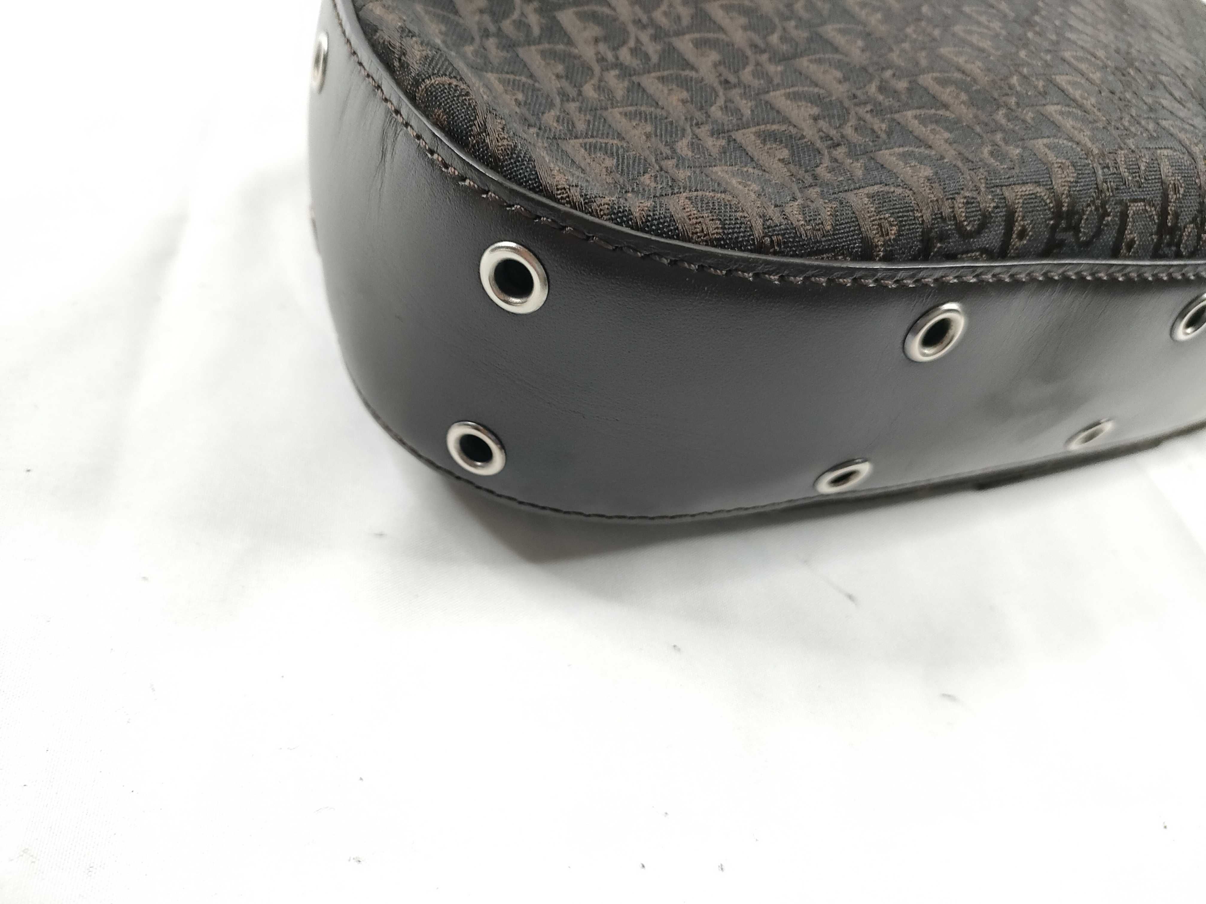 Trotter Street Chic Leather Canvas Dark Brown Shoulder Bag with Guarantee Card — view 3