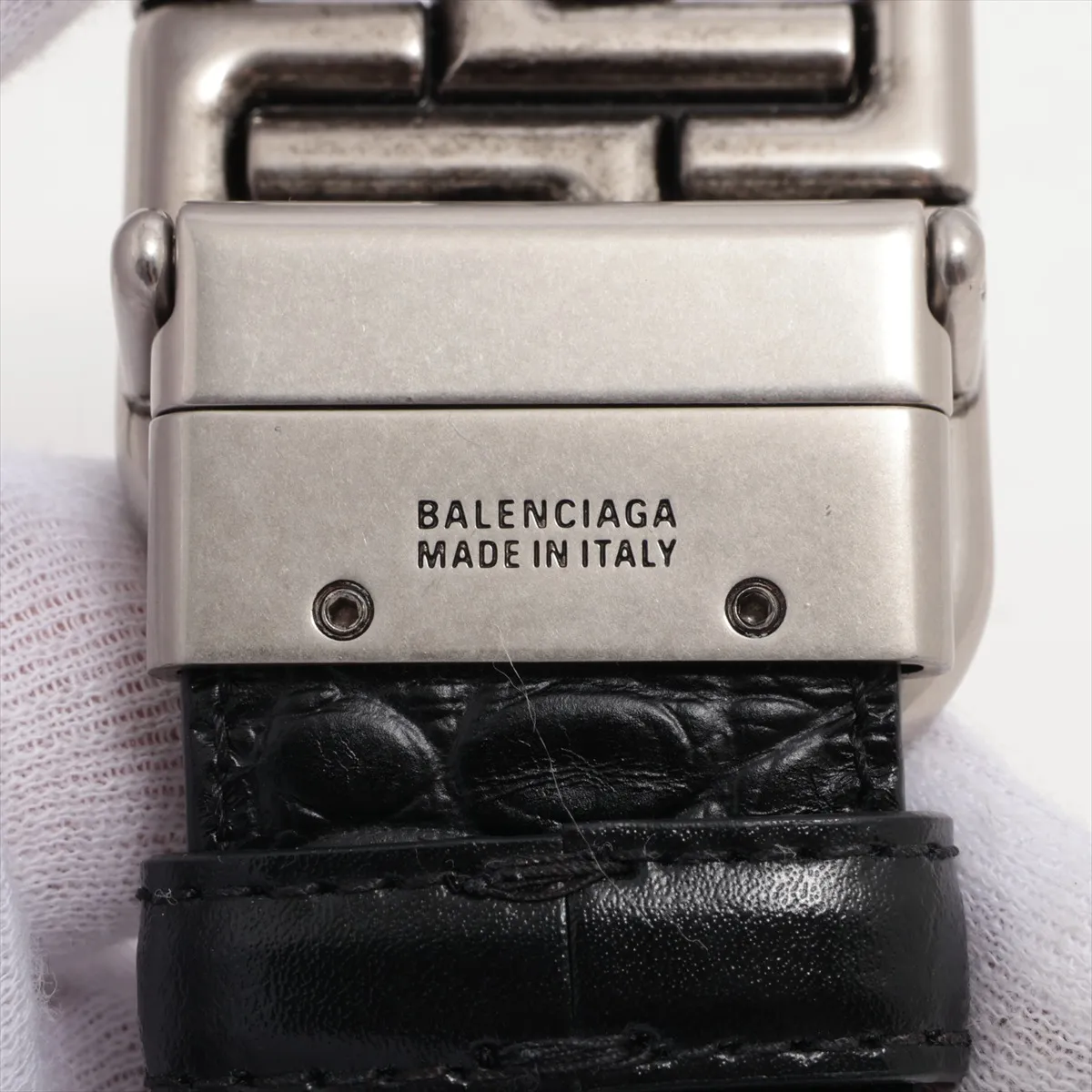 BB Logo Belt Croco embossed x Leather Black — view 5
