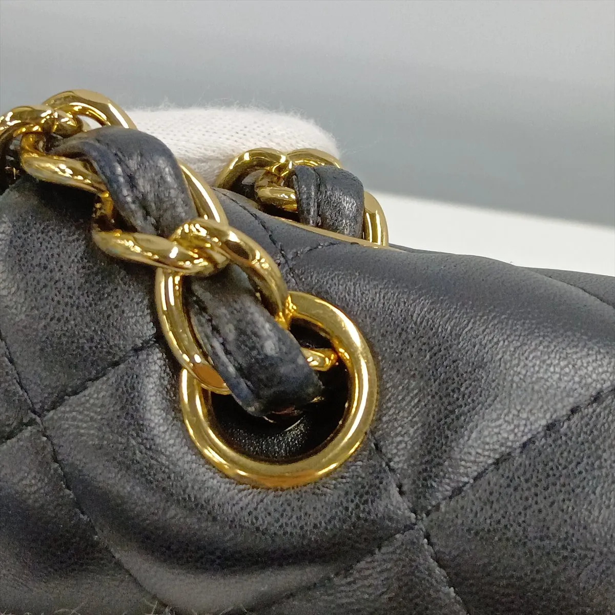 Large Matelassé 30 Lambskin Double Flap Double Chain Bag, Black with Gold Hardware, 18463105, Serial Number 18-series, A58600 — view 14