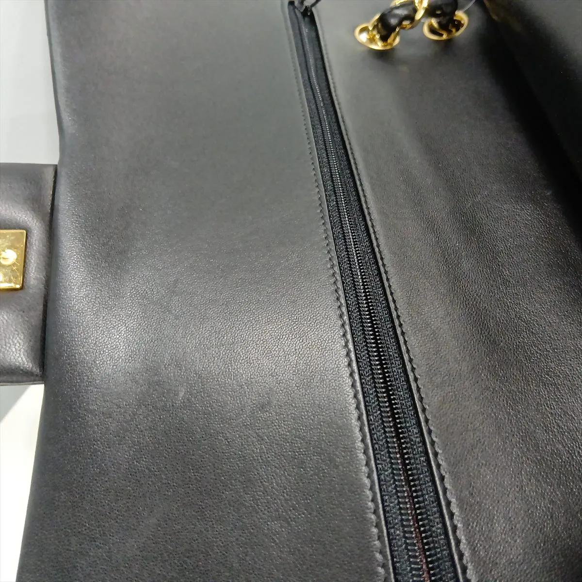 Large Matelassé 30 Lambskin Double Flap Double Chain Bag, Black with Gold Hardware, 18463105, Serial Number 18-series, A58600 — view 15