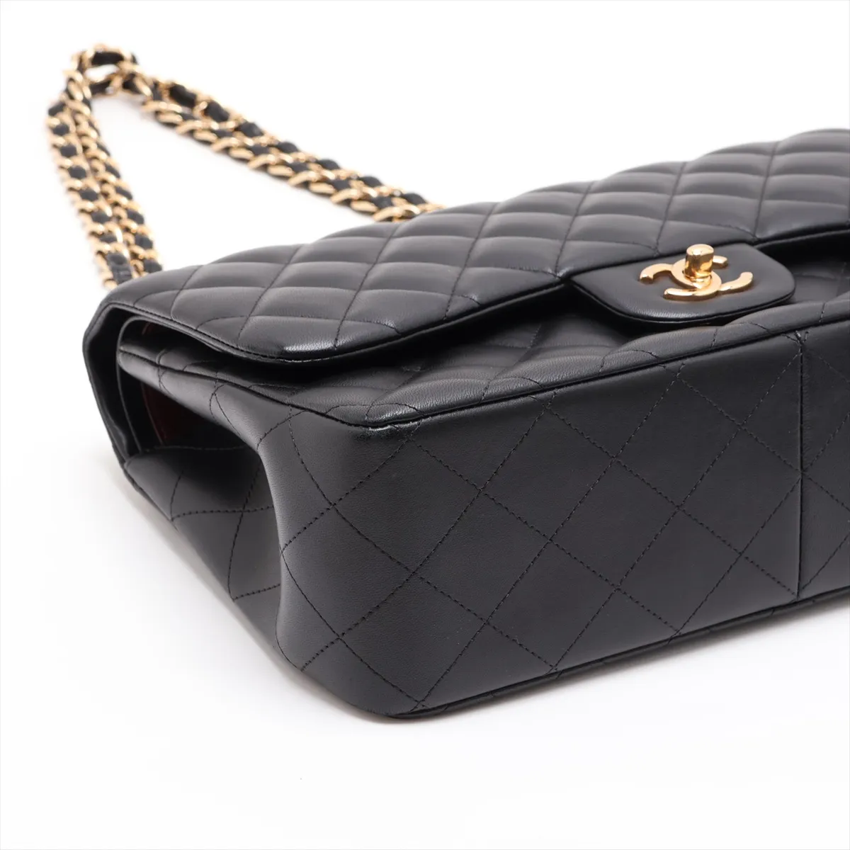 Large Matelassé 30 Lambskin Double Flap Double Chain Bag, Black with Gold Hardware, 18463105, Serial Number 18-series, A58600 — view 4