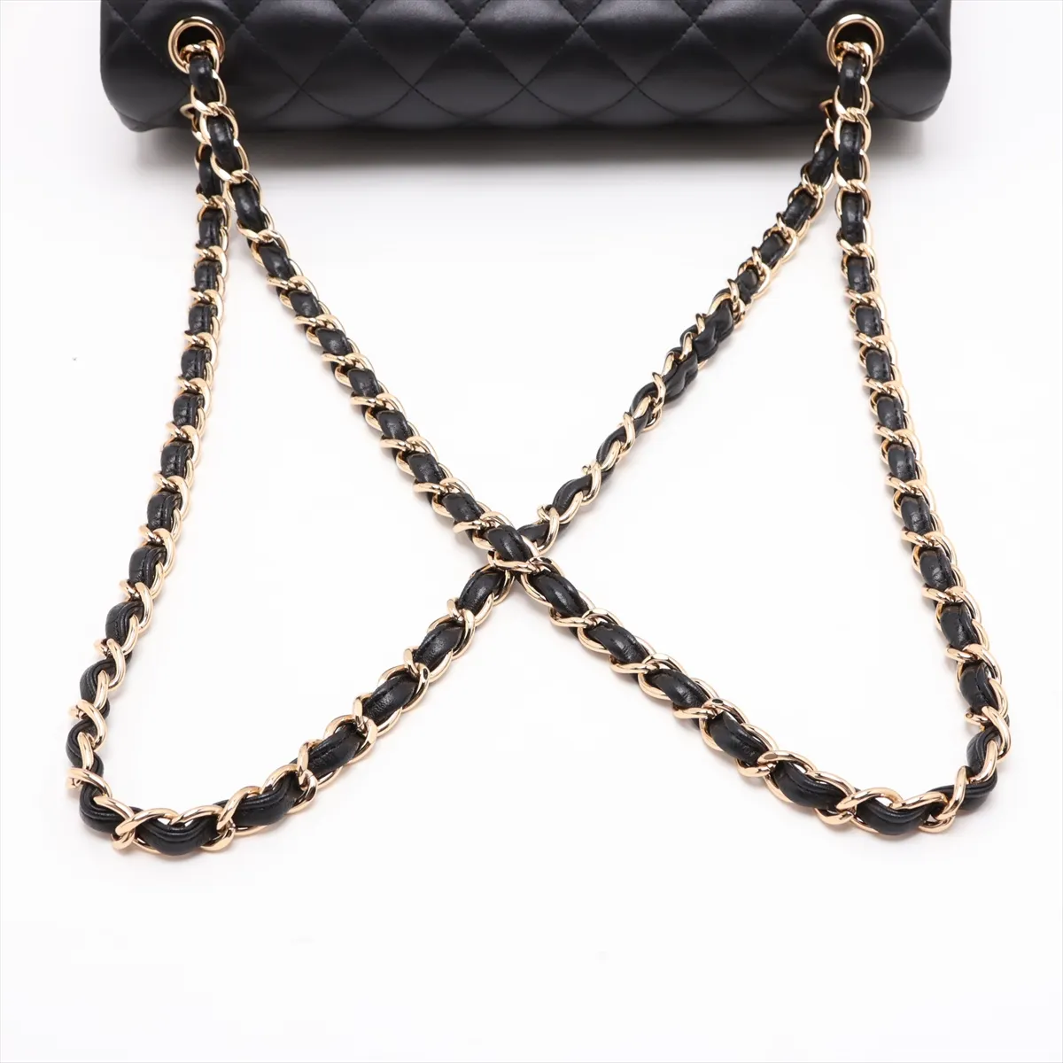 Large Matelassé 30 Lambskin Double Flap Double Chain Bag, Black with Gold Hardware, 18463105, Serial Number 18-series, A58600 — view 5