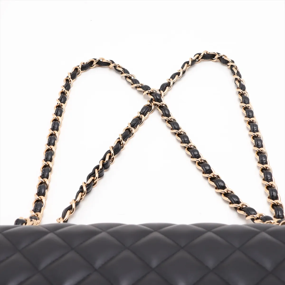 Large Matelassé 30 Lambskin Double Flap Double Chain Bag, Black with Gold Hardware, 18463105, Serial Number 18-series, A58600 — view 6