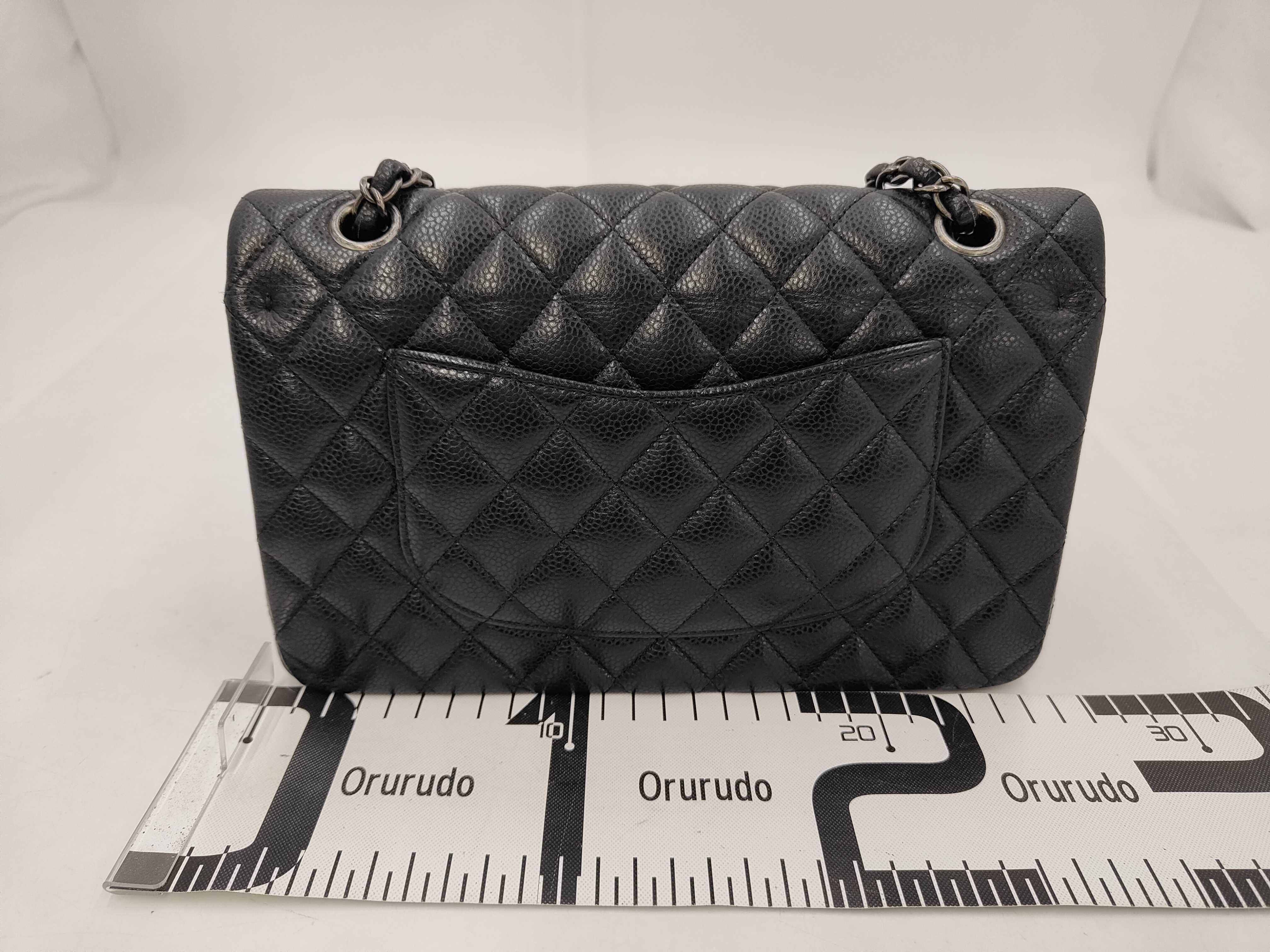 Double Flap 25cm Chain Shoulder Bag, Black with Silver Hardware — view 2
