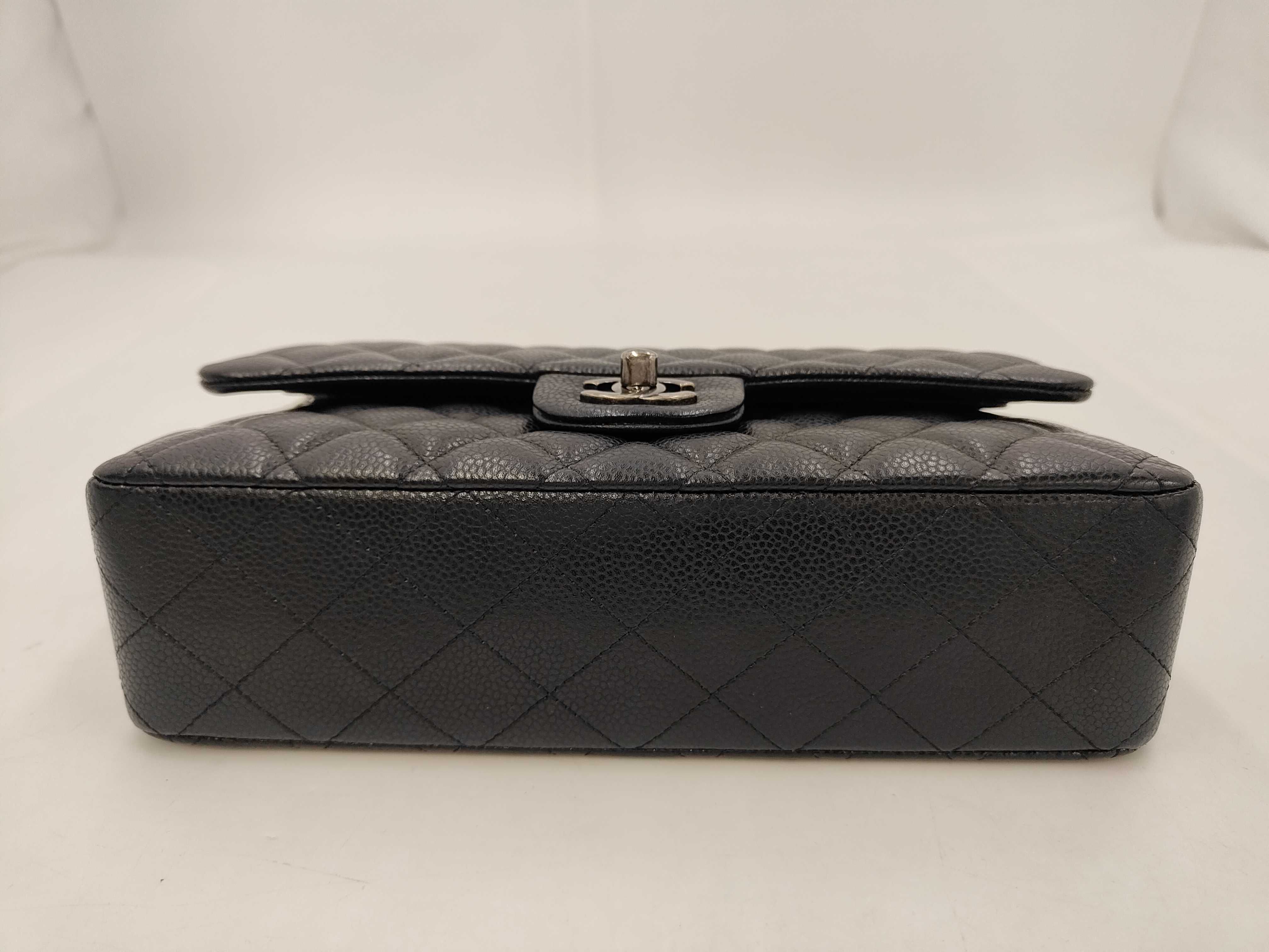Double Flap 25cm Chain Shoulder Bag, Black with Silver Hardware — view 3