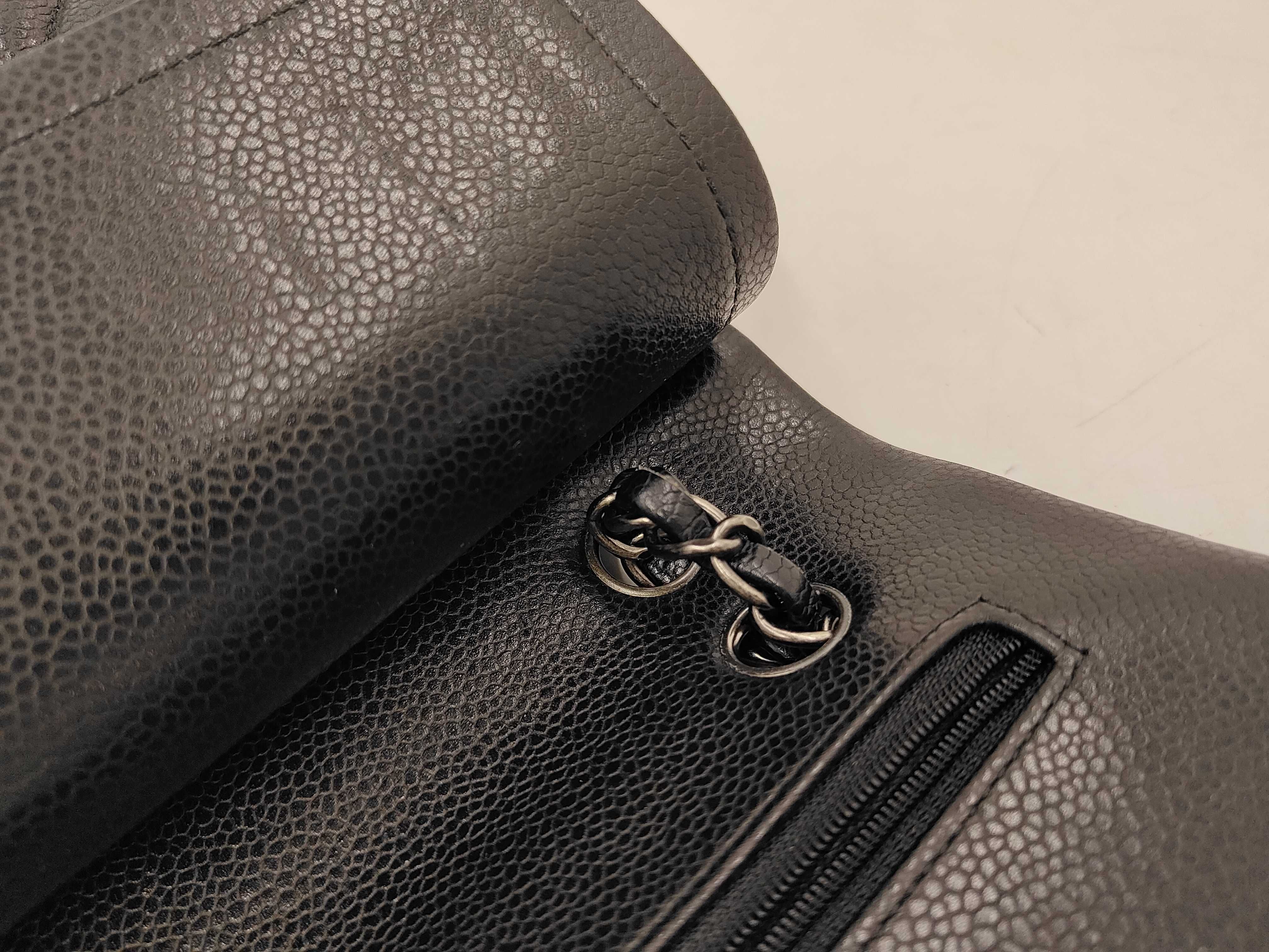 Double Flap 25cm Chain Shoulder Bag, Black with Silver Hardware — view 7