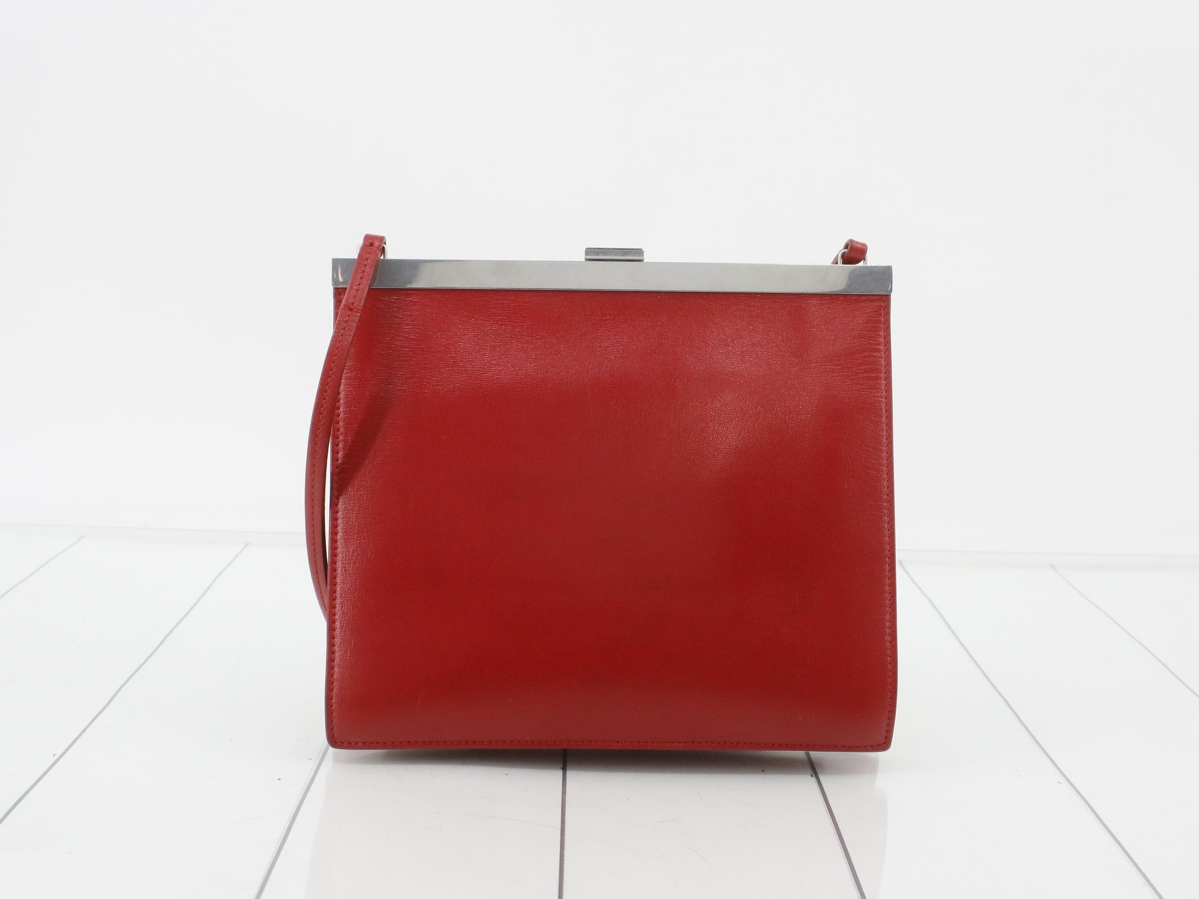 Clasp Mini Leather Shoulder Bag Red — view 2