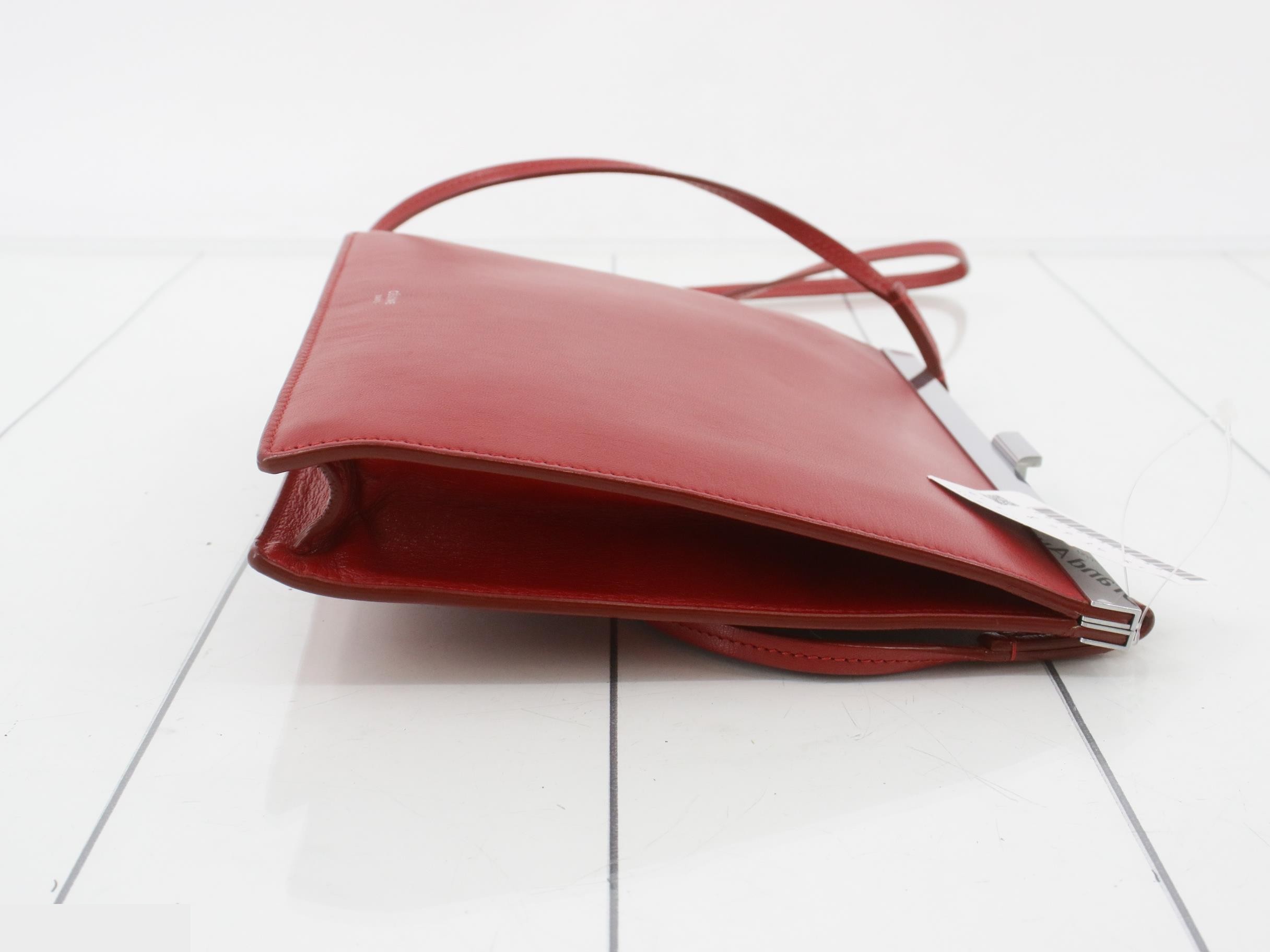 Clasp Mini Leather Shoulder Bag Red — view 3