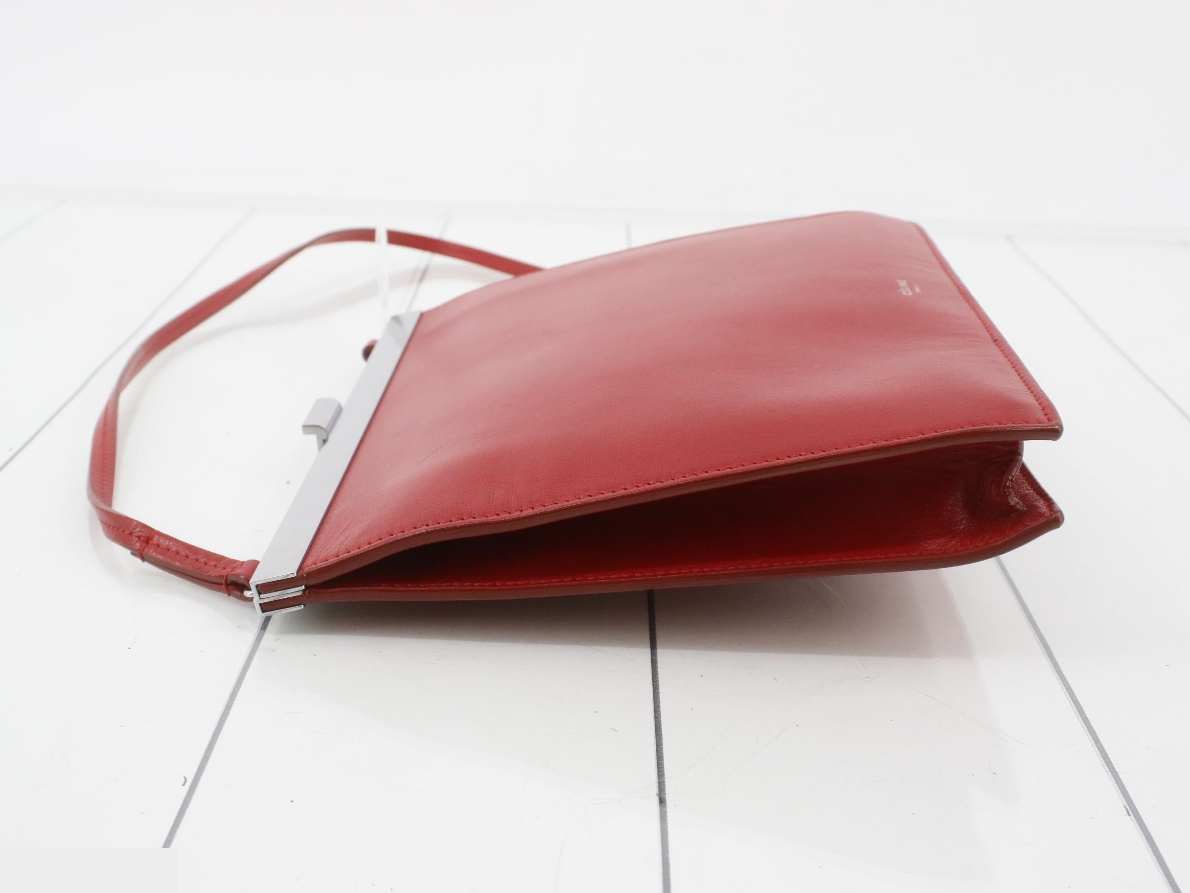 Clasp Mini Leather Shoulder Bag Red — view 4