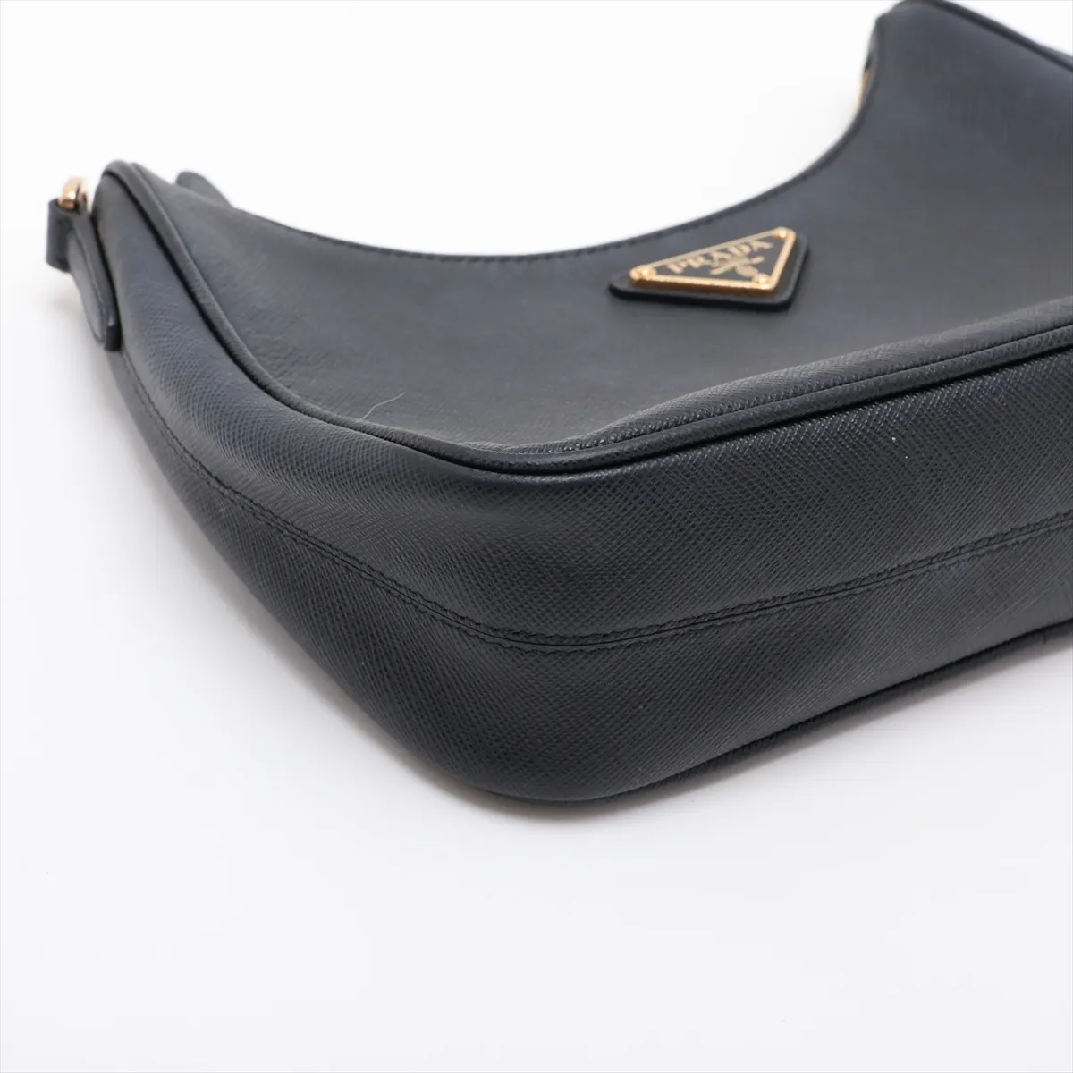 Saffiano Leather 2-Way Shoulder Bag, Black — view 4