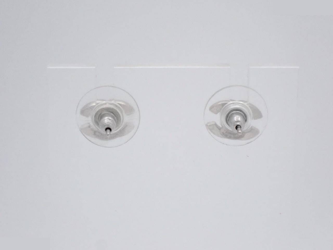 earrings, Coco Mark design, rhinestones, silver, A14V, 1cm wide. — view 2