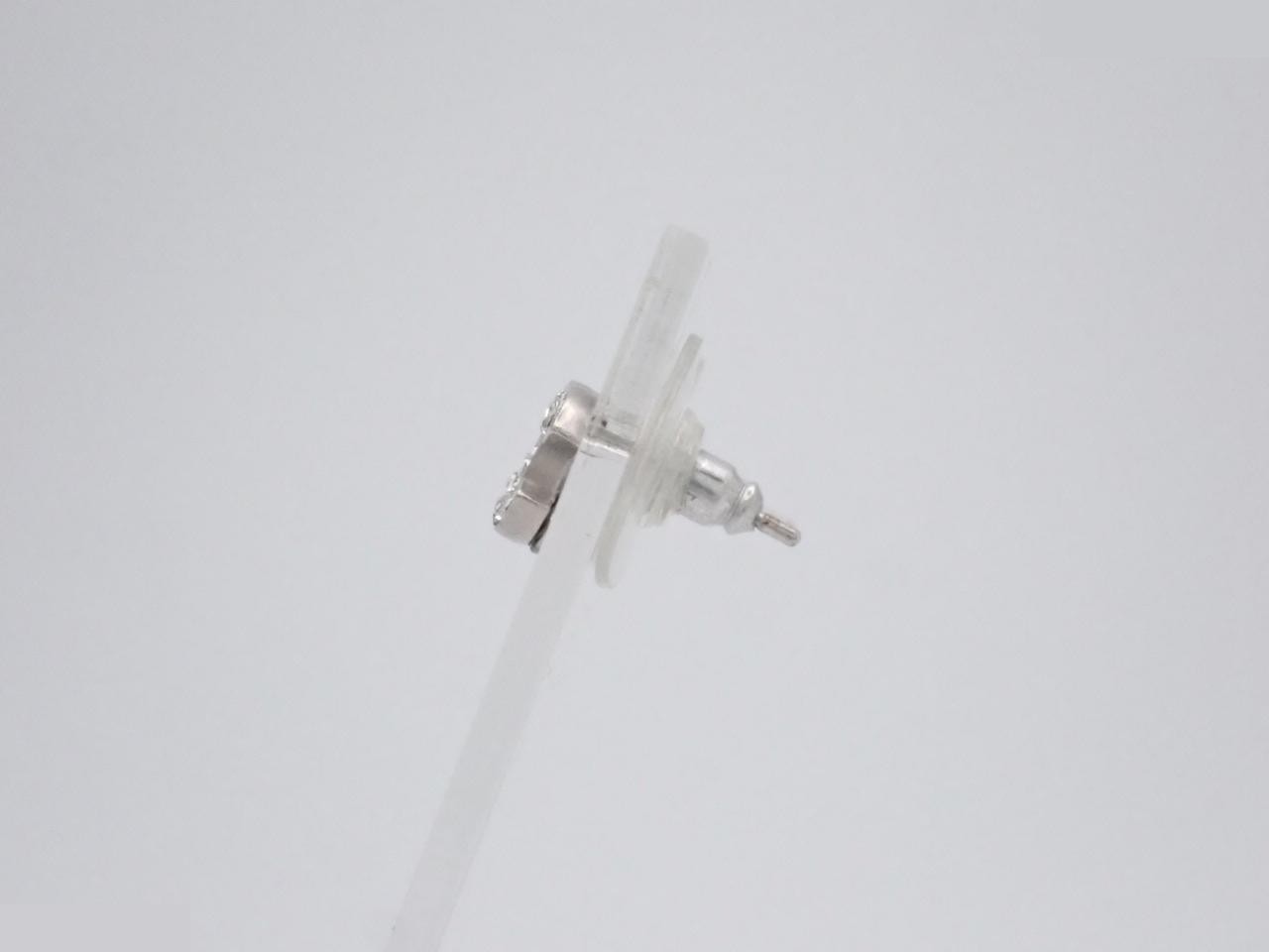 earrings, Coco Mark design, rhinestones, silver, A14V, 1cm wide. — view 3