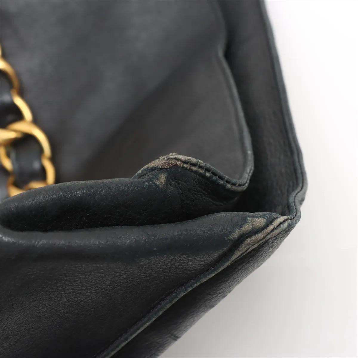 Decacoco Mark Leather Chain Tote Bag Black Gold Hardware — view 11