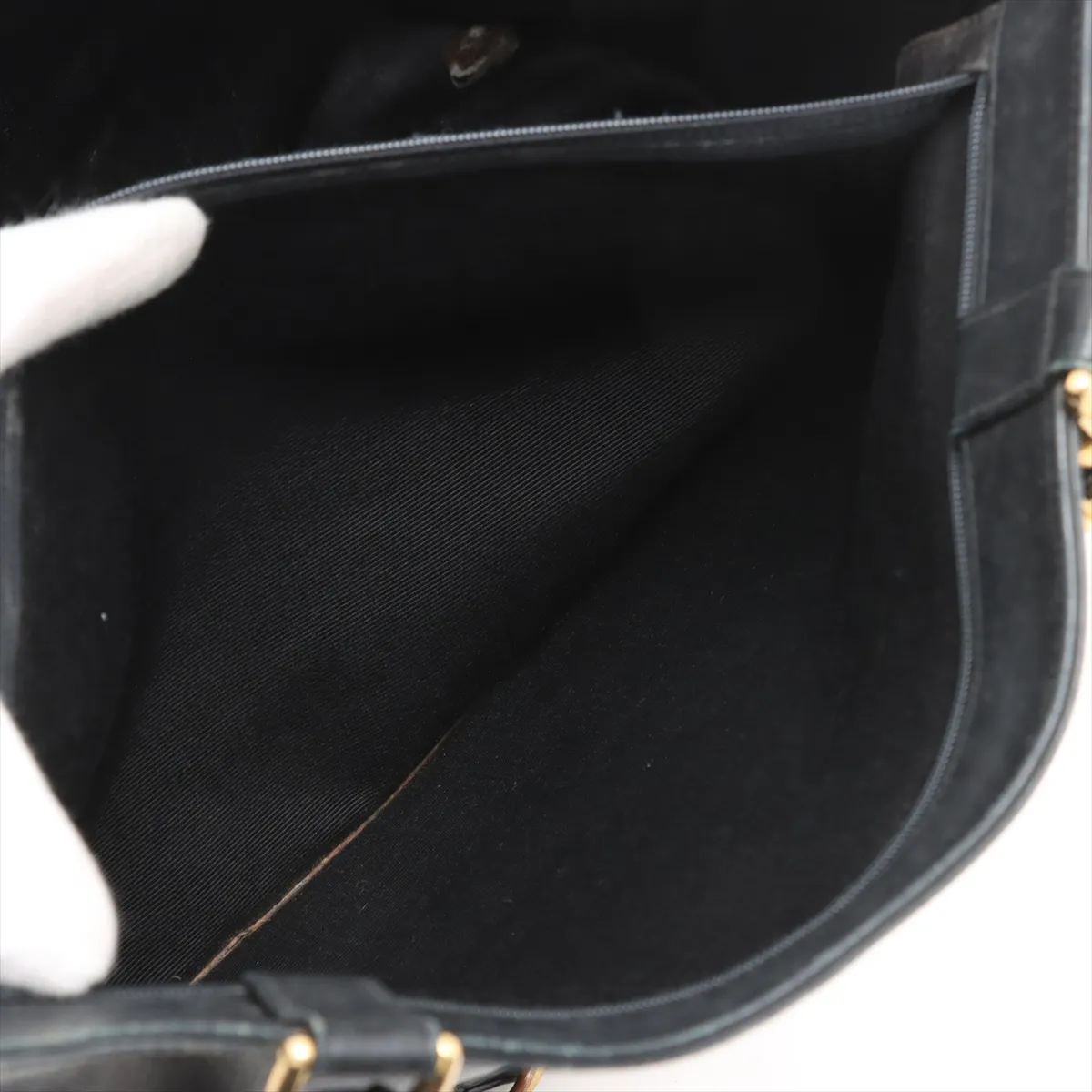 Decacoco Mark Leather Chain Tote Bag Black Gold Hardware — view 8